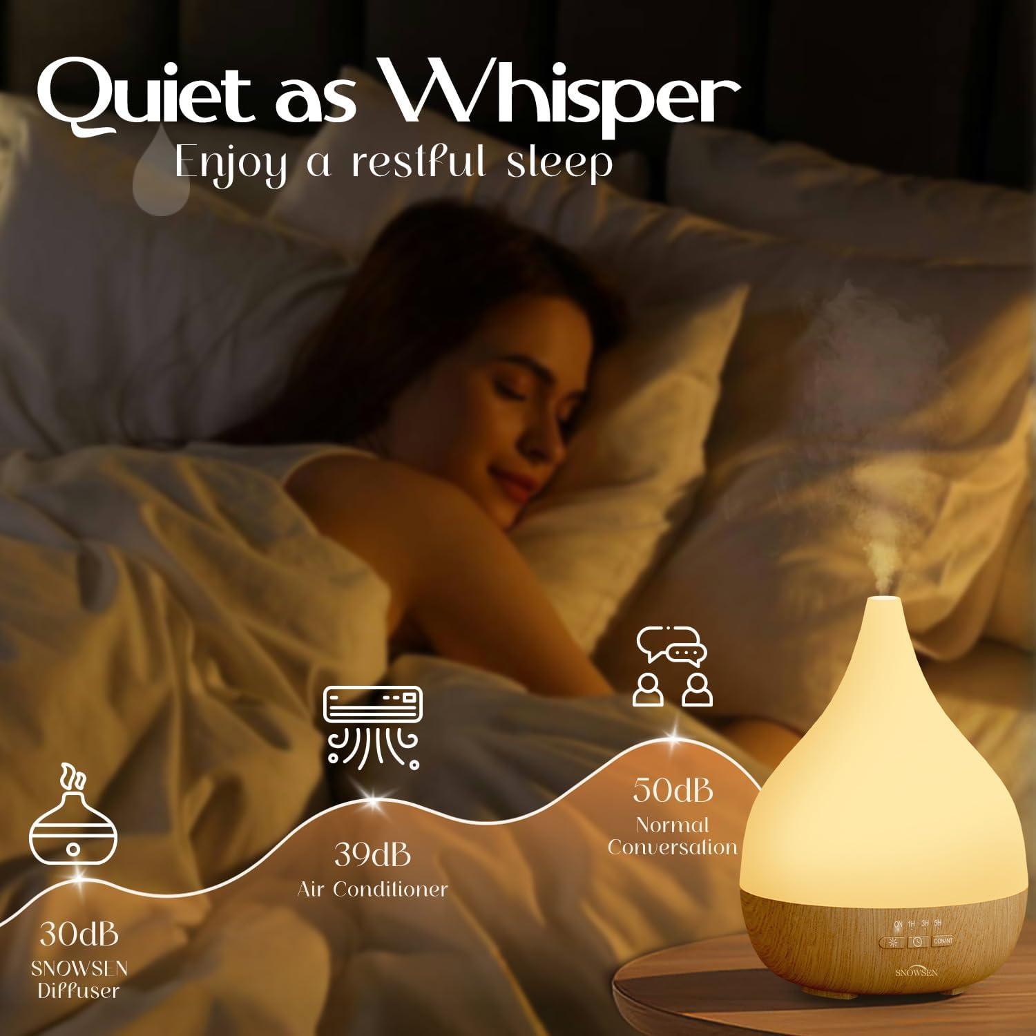 Difusor de Aceite Esencial SNOWSEN 350ml con Luz LED y Temporizador