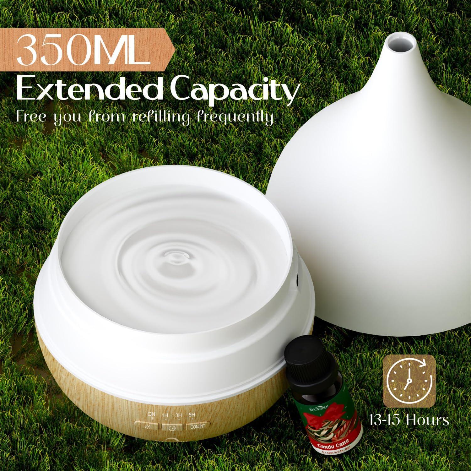 Difusor de Aceite Esencial SNOWSEN 350ml con Luz LED y Temporizador