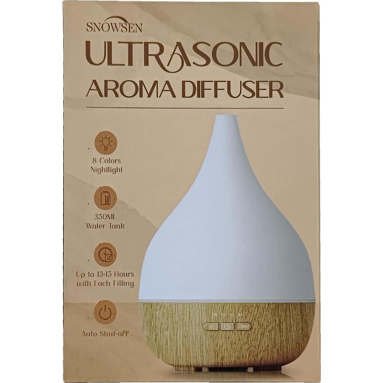 Difusor de Aceite Esencial SNOWSEN 350ml con Luz LED y Temporizador