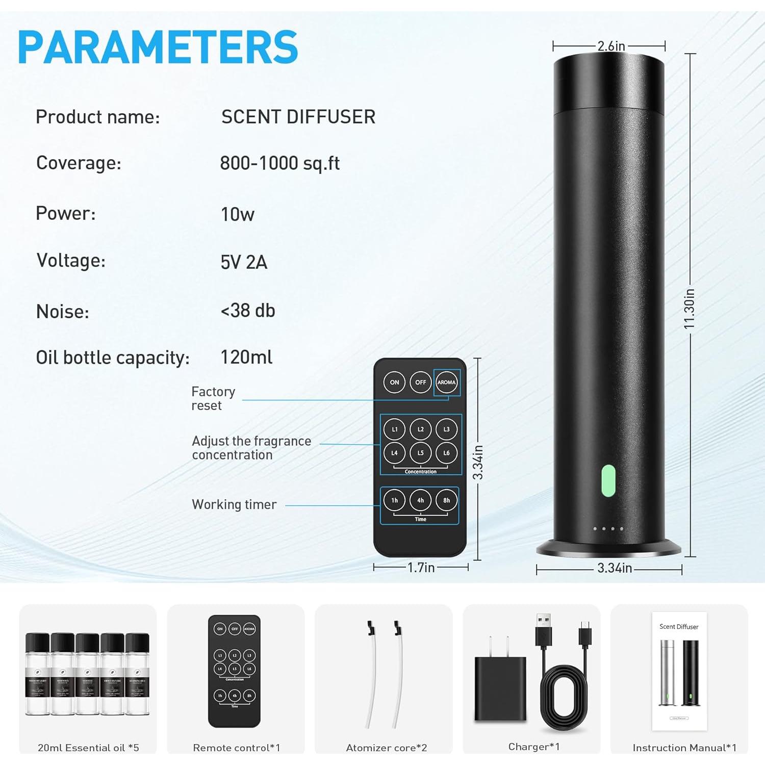 Difusor de Aroma Sin Agua XspideM WD-B001 120ml Negro