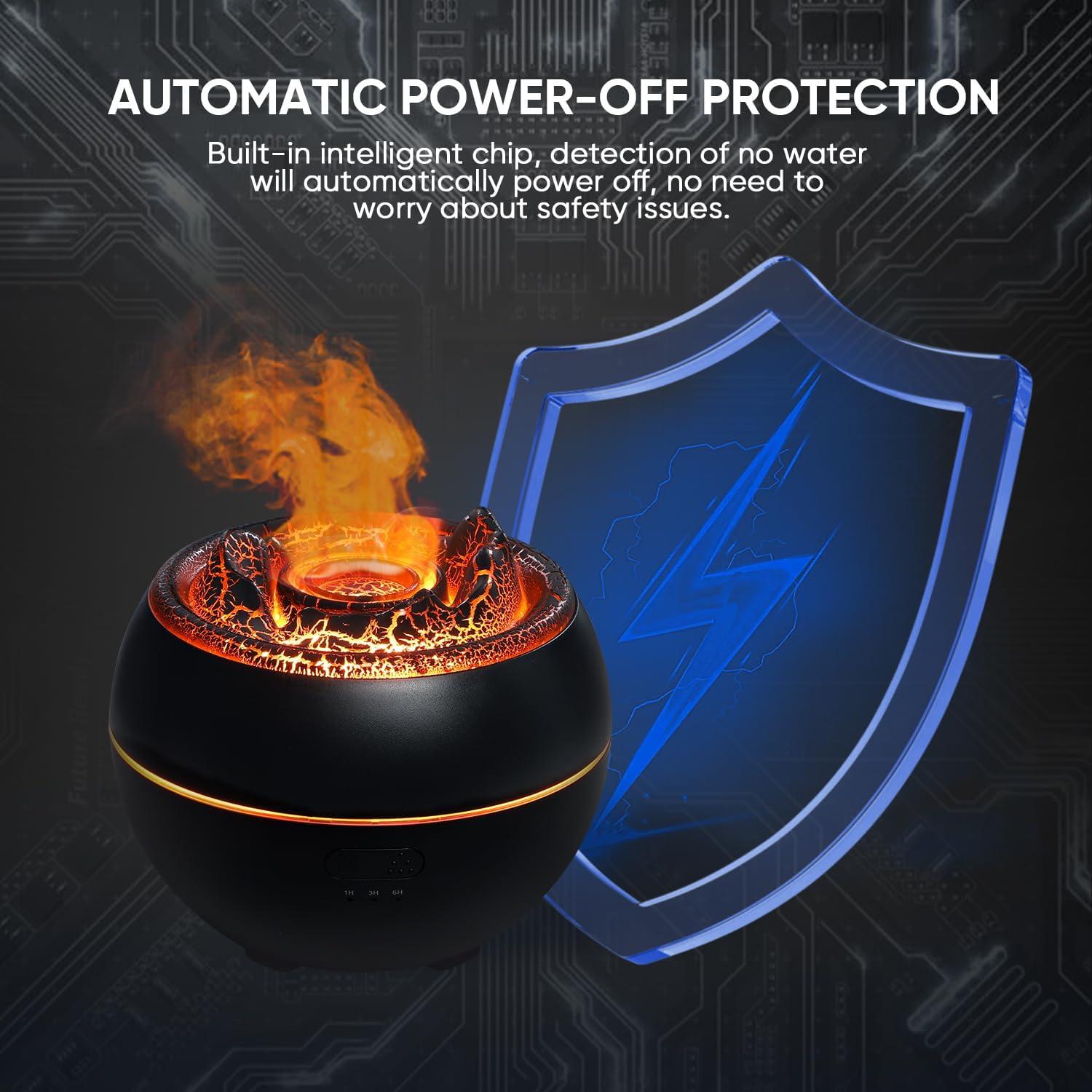 Difusor de Aceite Esencial Yaledi Llama Volcán 360ml Negro