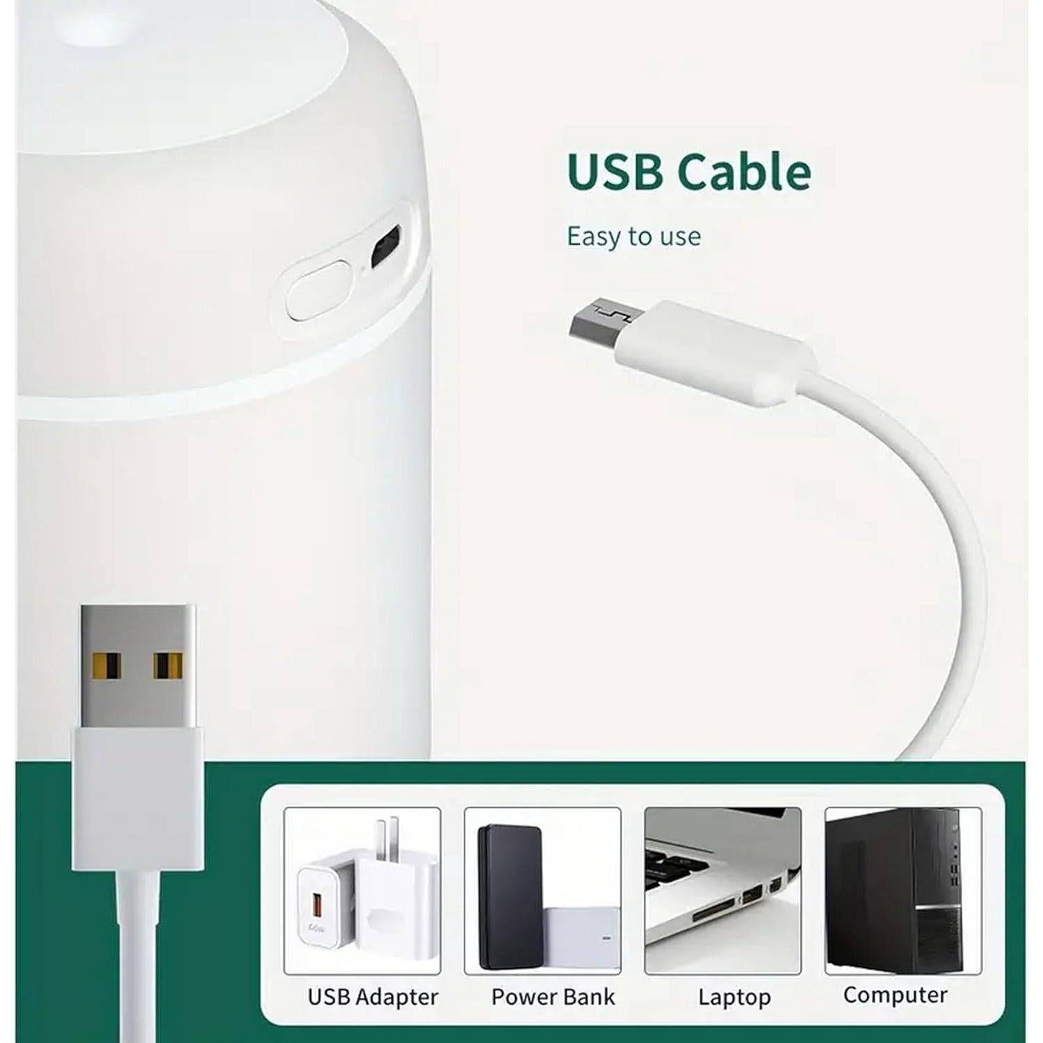 Humidificador Mini Portátil Saunana 300ml USB Blanco Silencioso