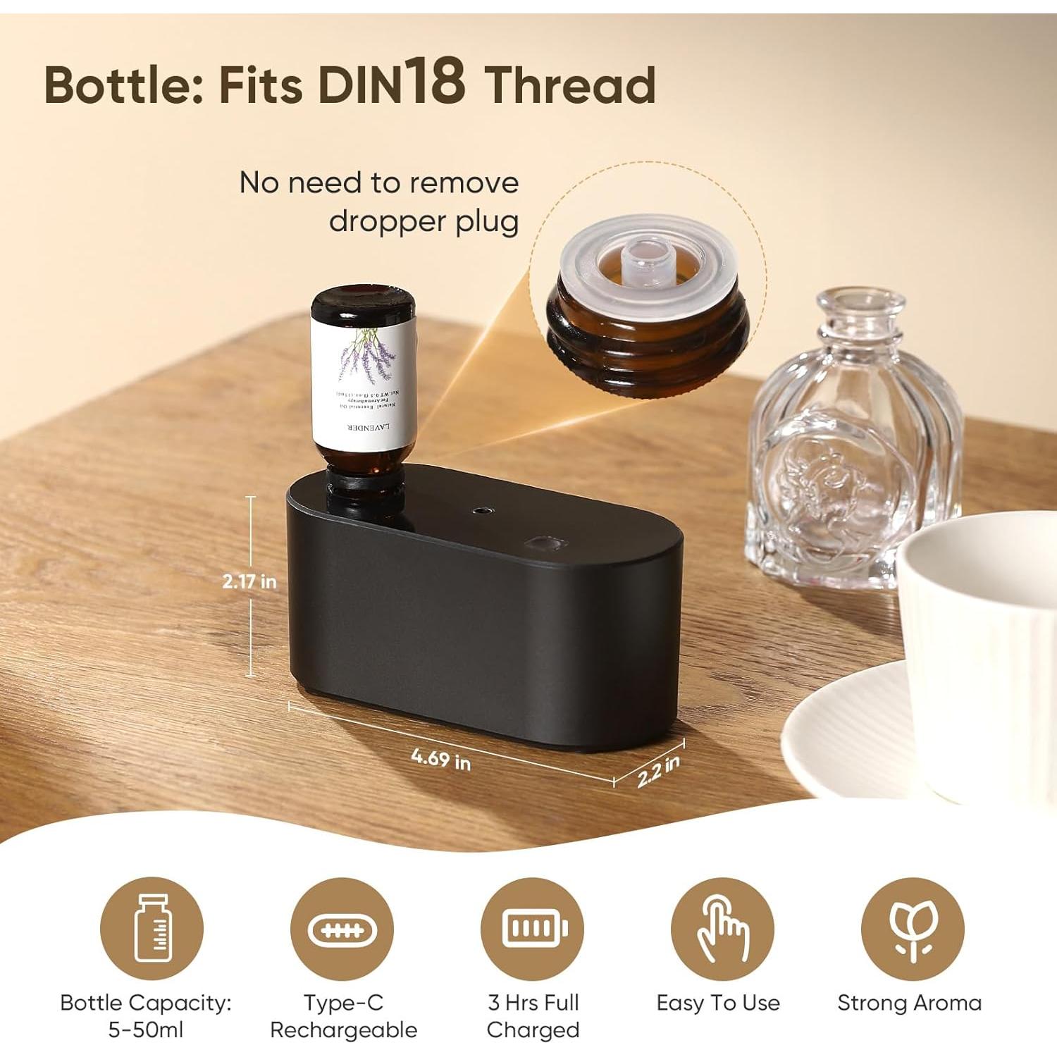 Difusor de Aceite Esencial Sin Agua Nexalithron Negro 20ml