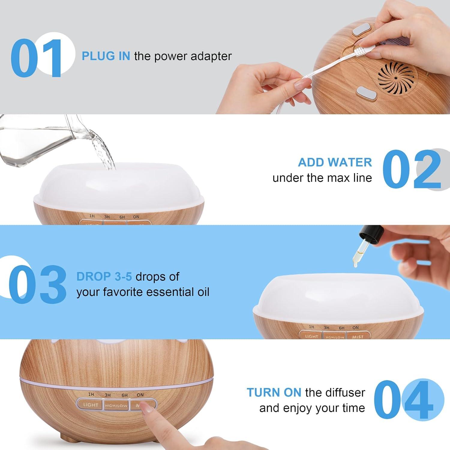 Difusor de Aromaterapia GLOXA 500ml con Control Remoto