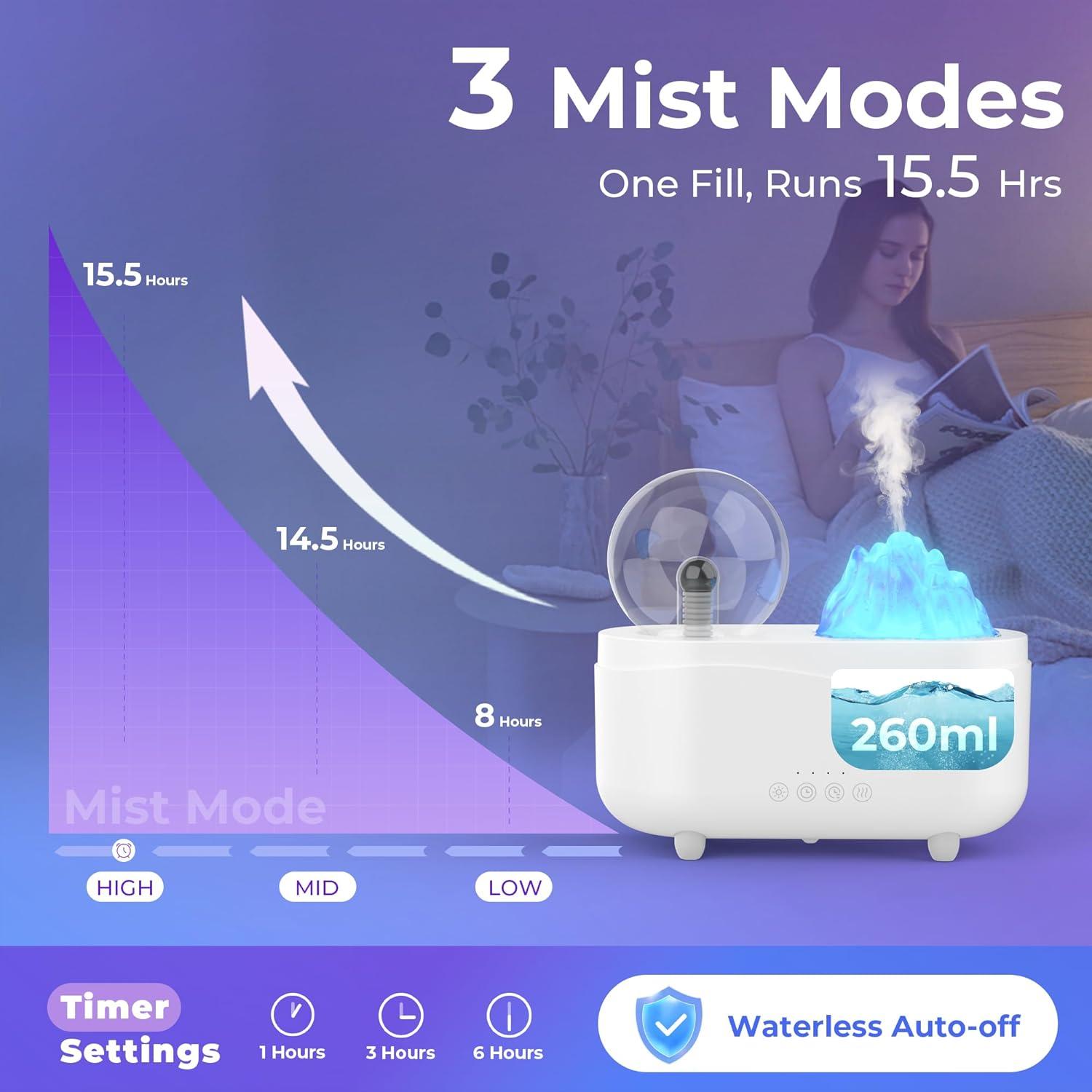 Difusor de Aceite Esencial Simfree 260ml con Altavoz y Luz LED