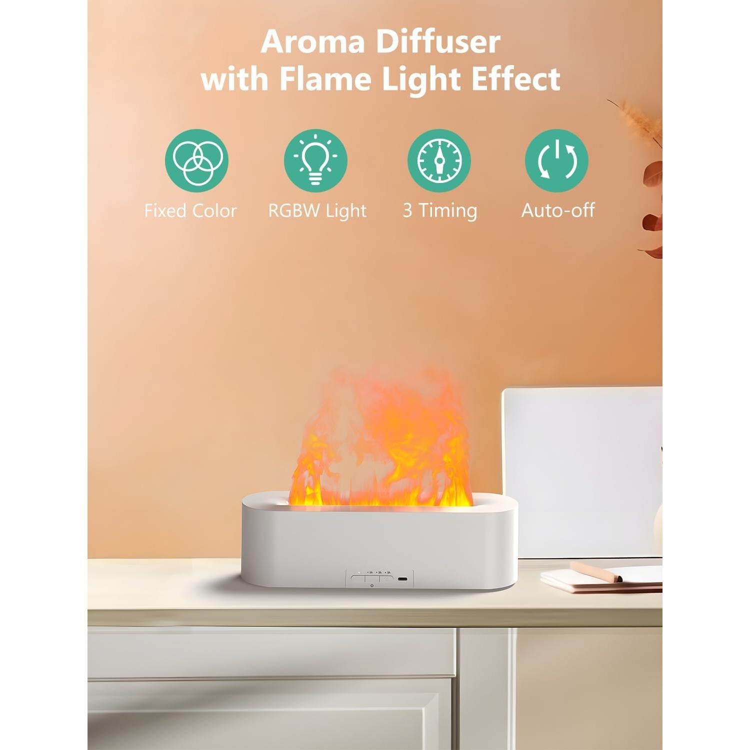 Difusor de Llama PIZAY 180ml Humidificador Aromaterapia Negro