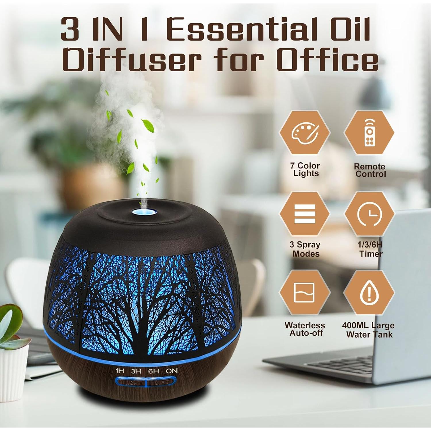 Difusor de Aceite Esencial Vinfucher 400ml con Control Remoto