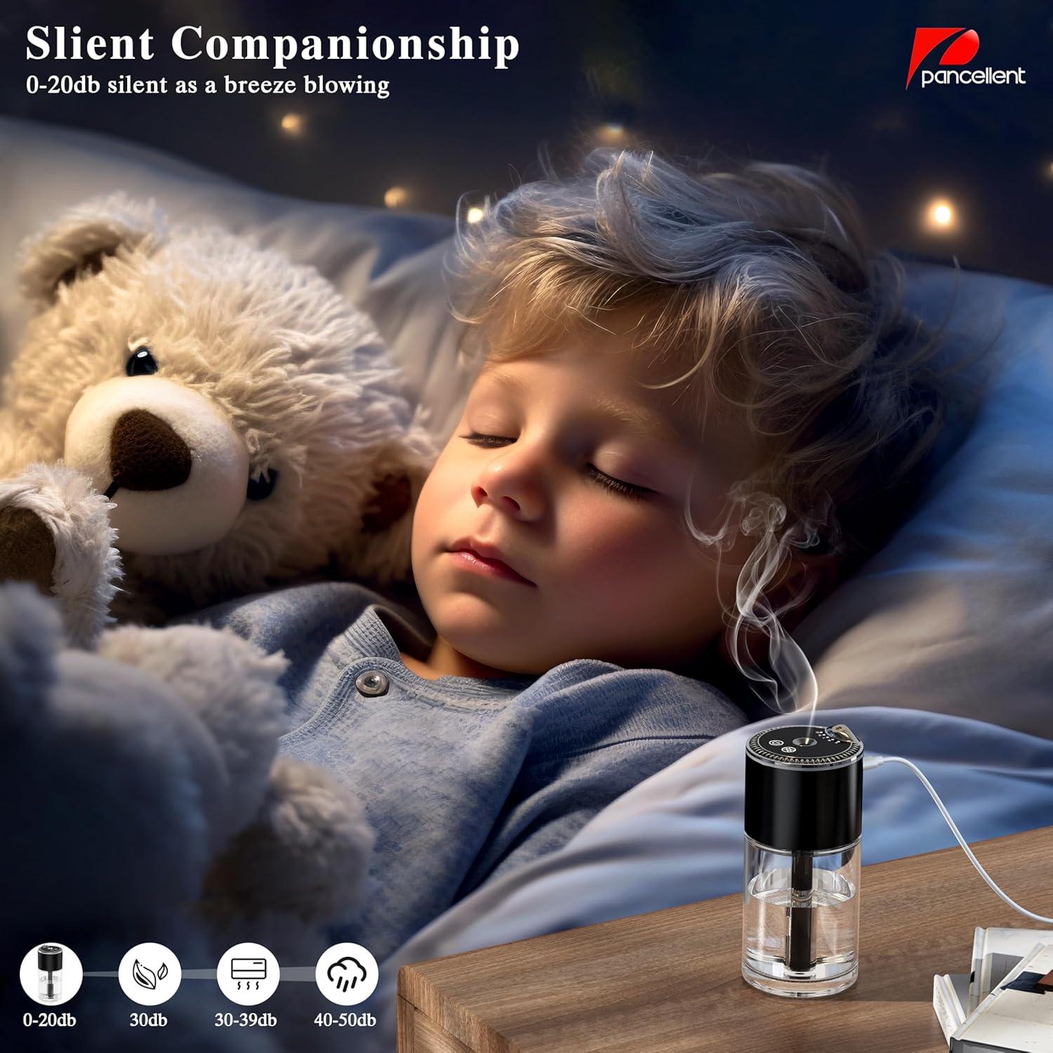 Difusor de Aceite Esencial Pancellent 250ml Negro con Luz