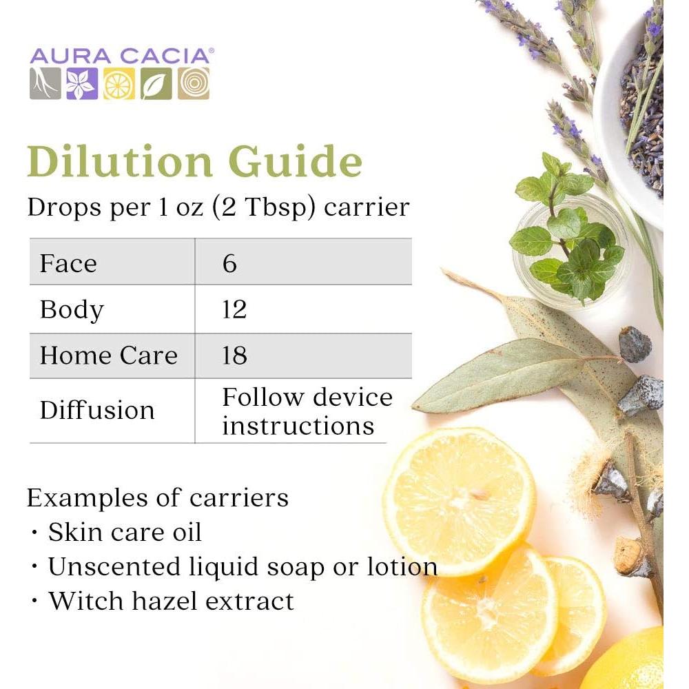 Kit de Aceites Esenciales Aura Cacia 4-Pack Lavanda Eucalipto Menta Árbol de Té