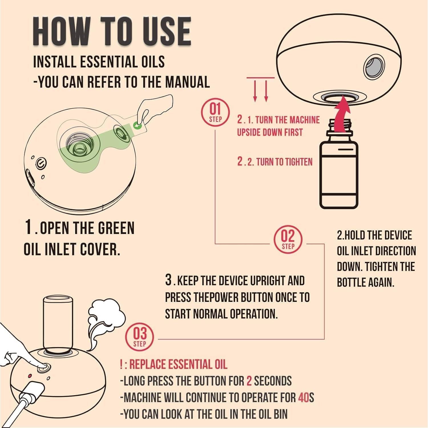 Difusor de Aceite Esencial WECONA Kit Inicio 30ml 8h