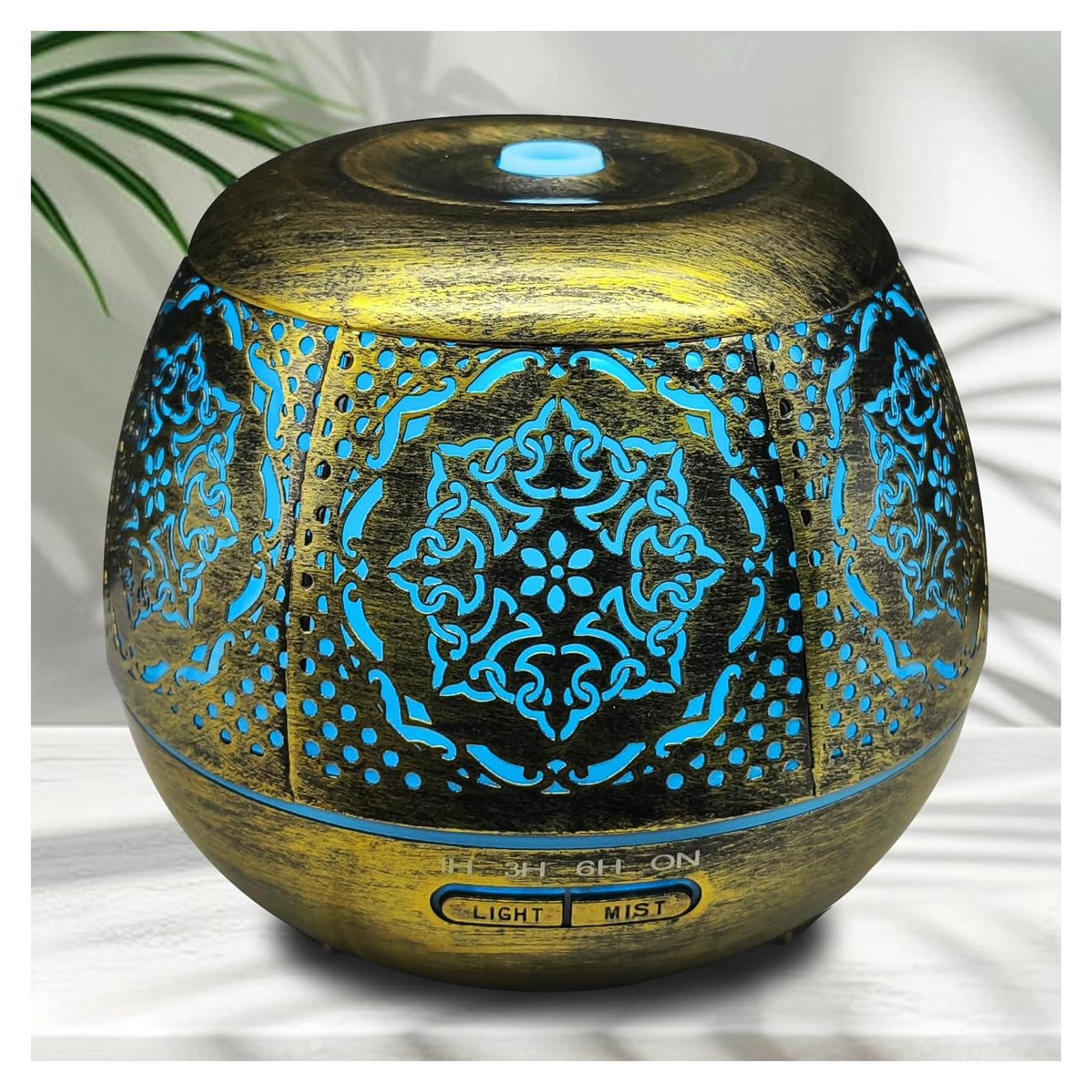 Difusor de Aceite Esencial Elcxsla 500ml con 7 Luces LED