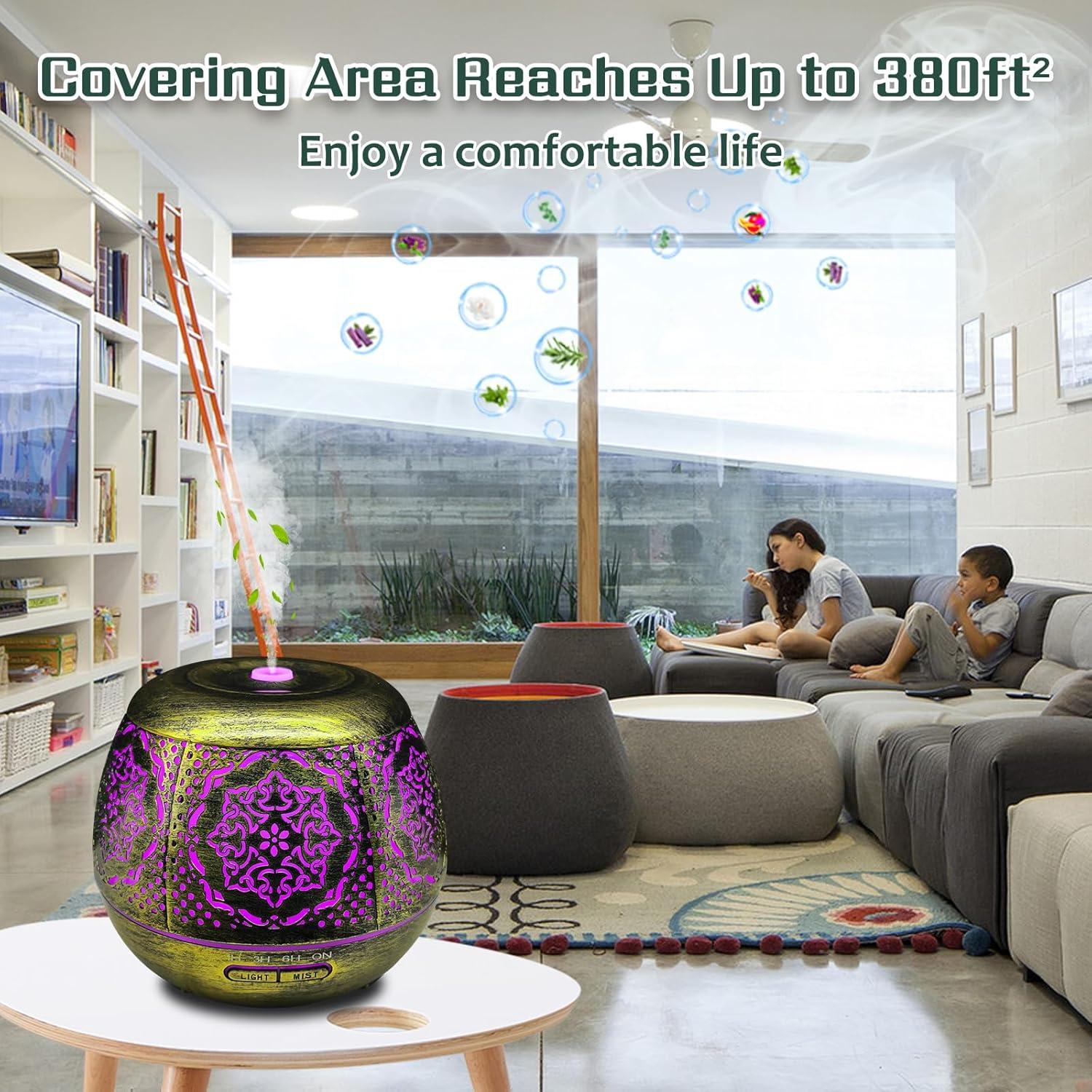 Difusor de Aceite Esencial Elcxsla 500ml con 7 Luces LED