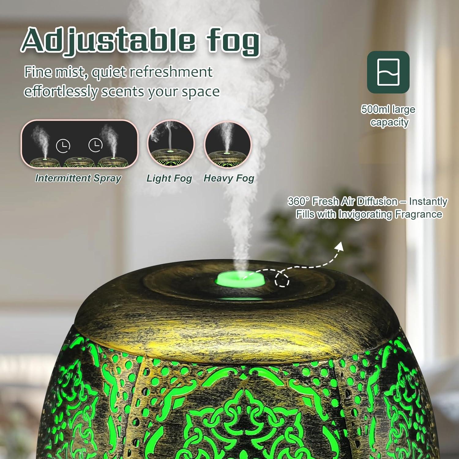 Difusor de Aceite Esencial Elcxsla 500ml con 7 Luces LED