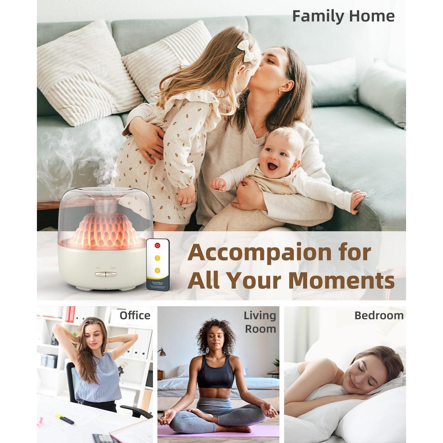 Difusor de Aceite Esencial KinYiLO 200ml Aromaterapia Blanco