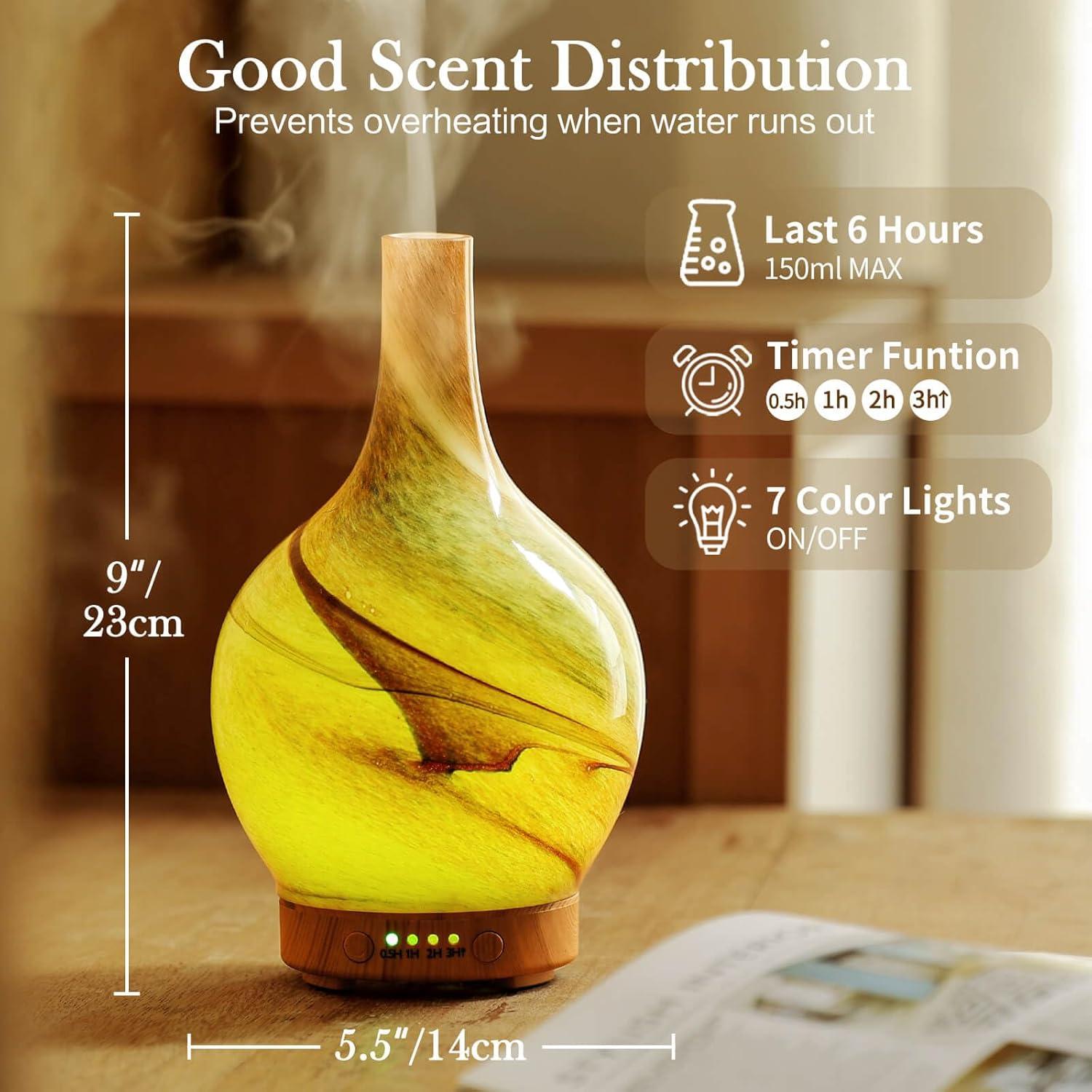 Difusor de Aceite Esencial Porseme 150ml Vidrio Ultrasonido