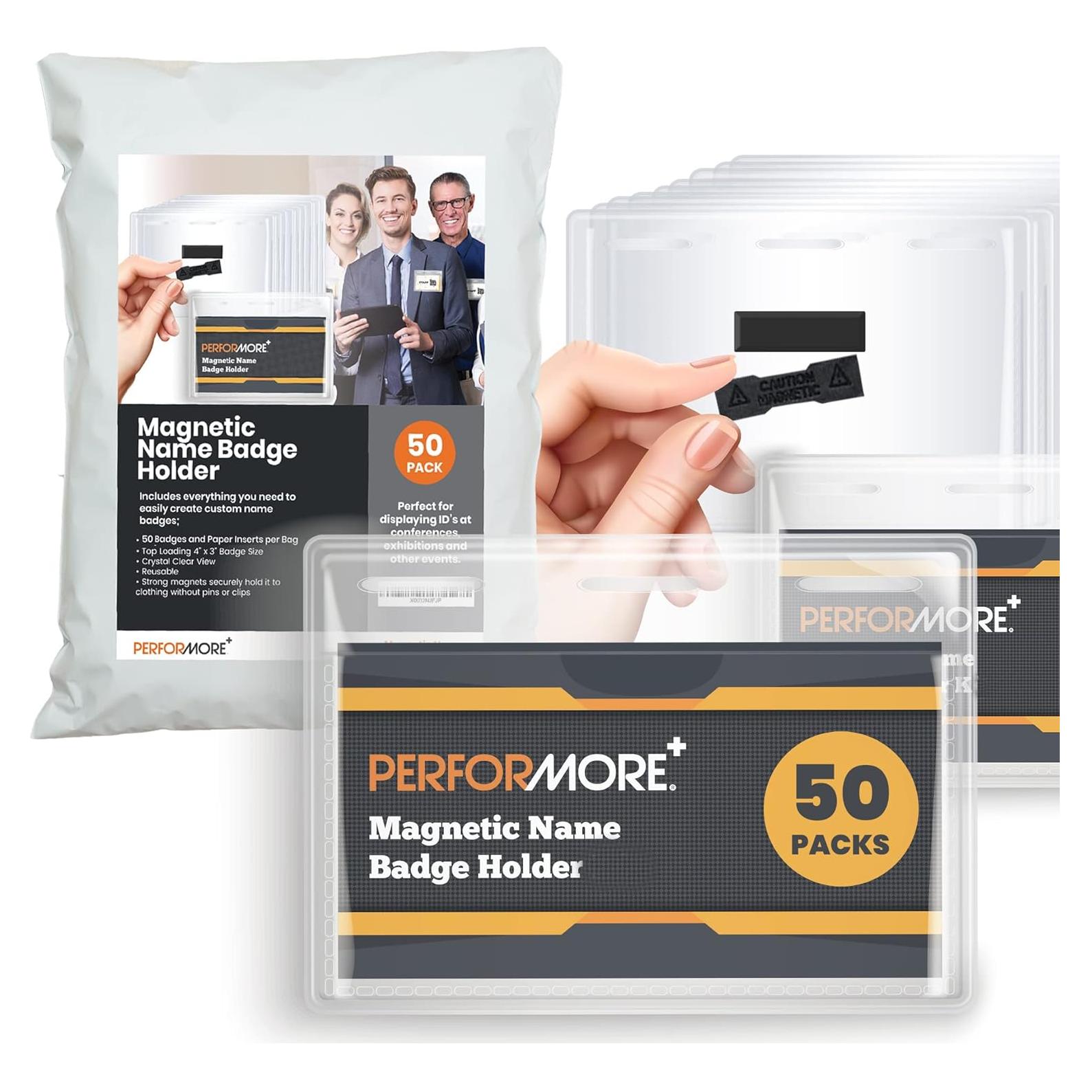 Performore 50 Sujetadores Magnéticos 10x7.6cm para Gafetes