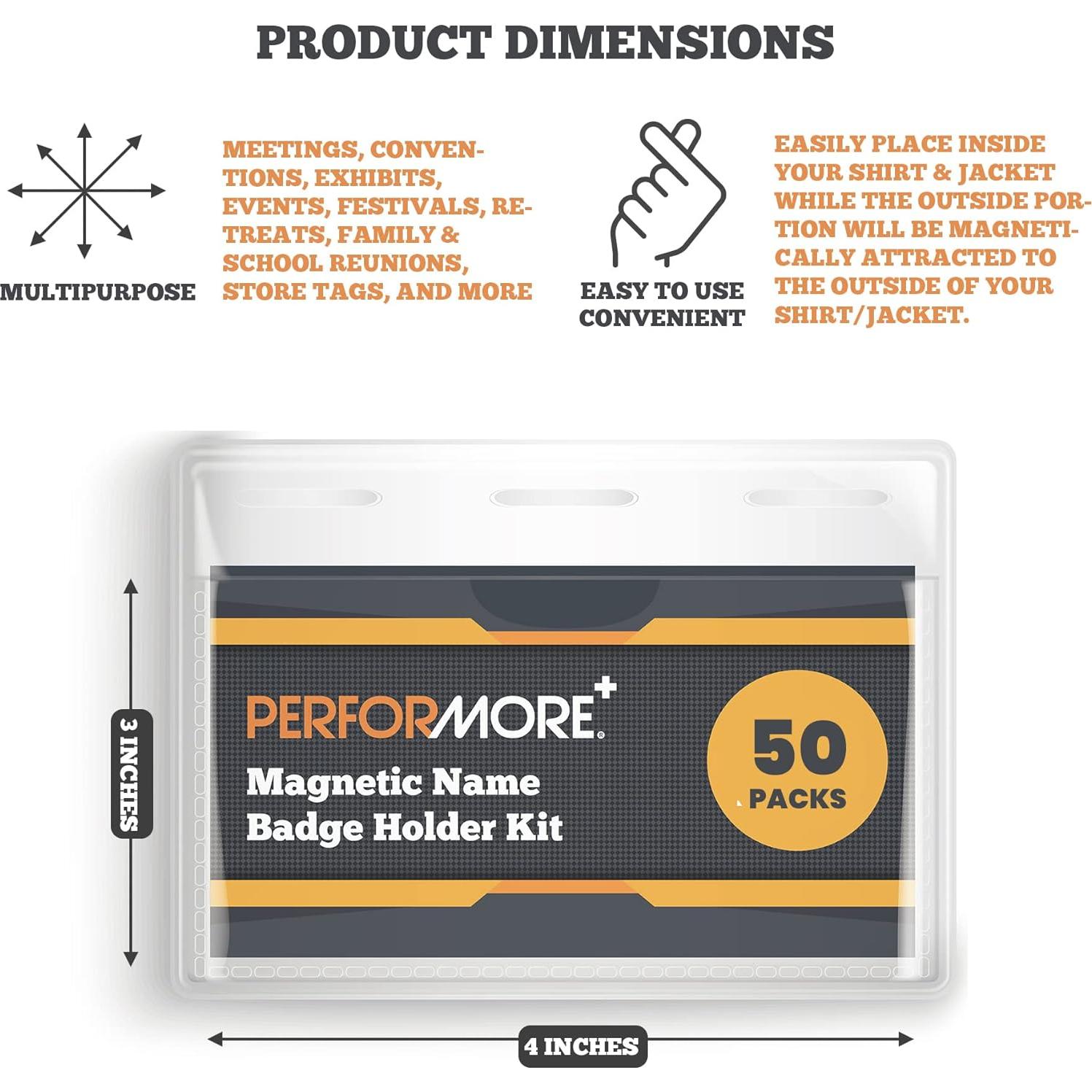 Performore 50 Sujetadores Magnéticos 10x7.6cm para Gafetes