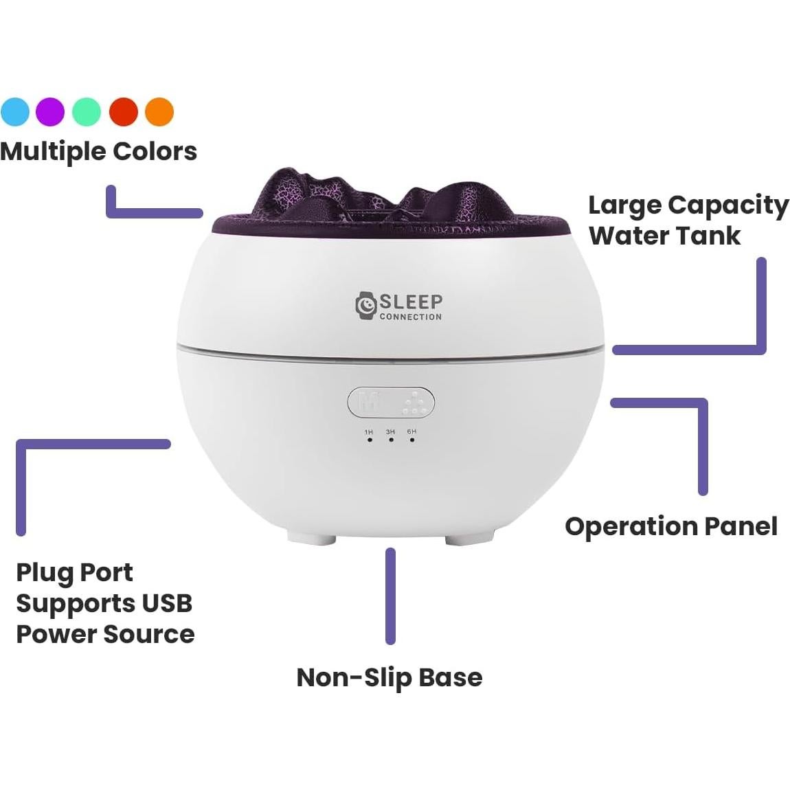 Difusor de Aceite Esencial Sleep Connection Volcán 360ml LED