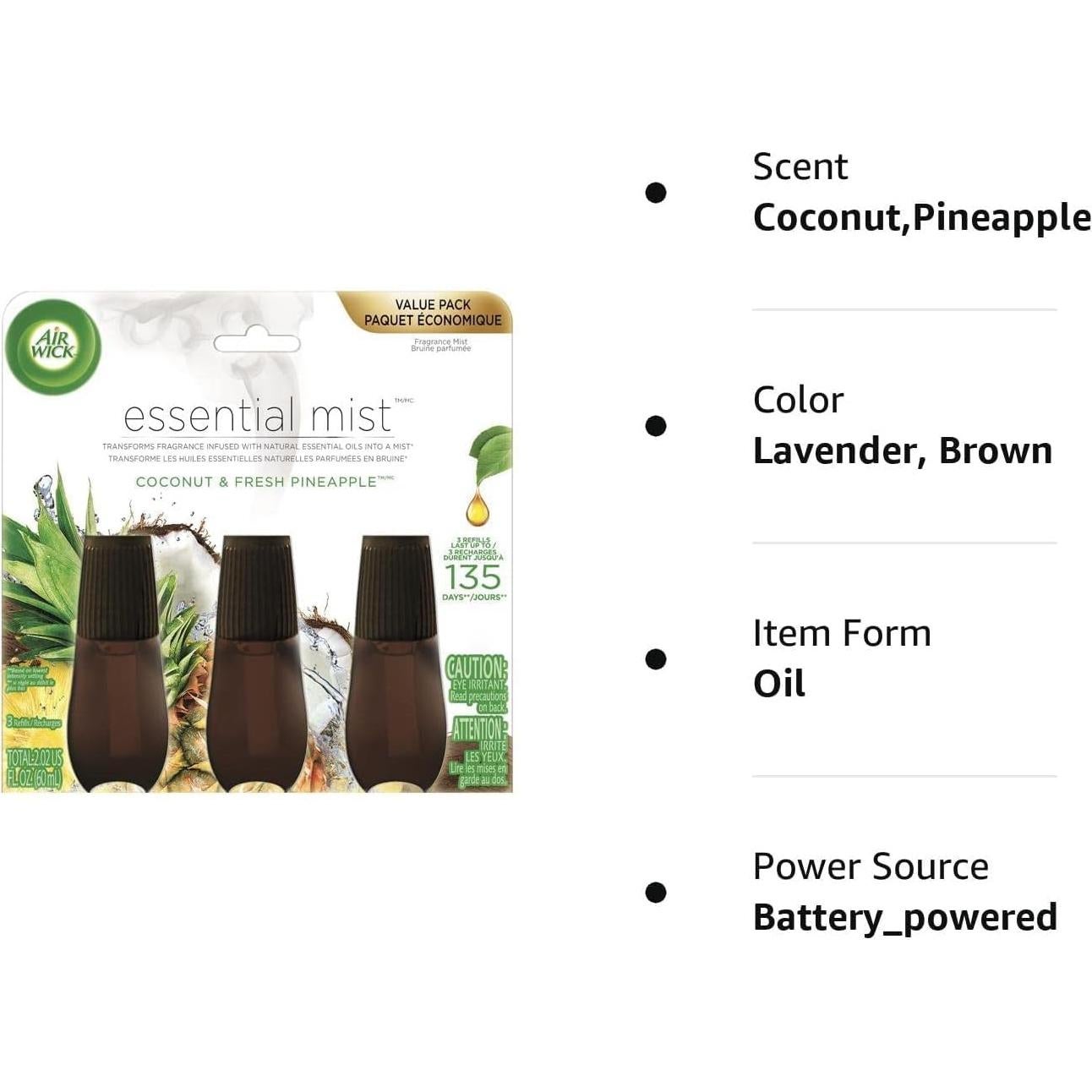 Recarga Air Wick Esencial Mist Coco y Piña 3 unidades 45 días