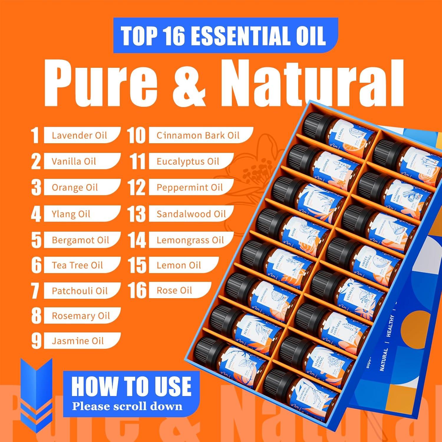 Conjunto de 16 Aceites Esenciales Orgánicos HIQILI 10ml