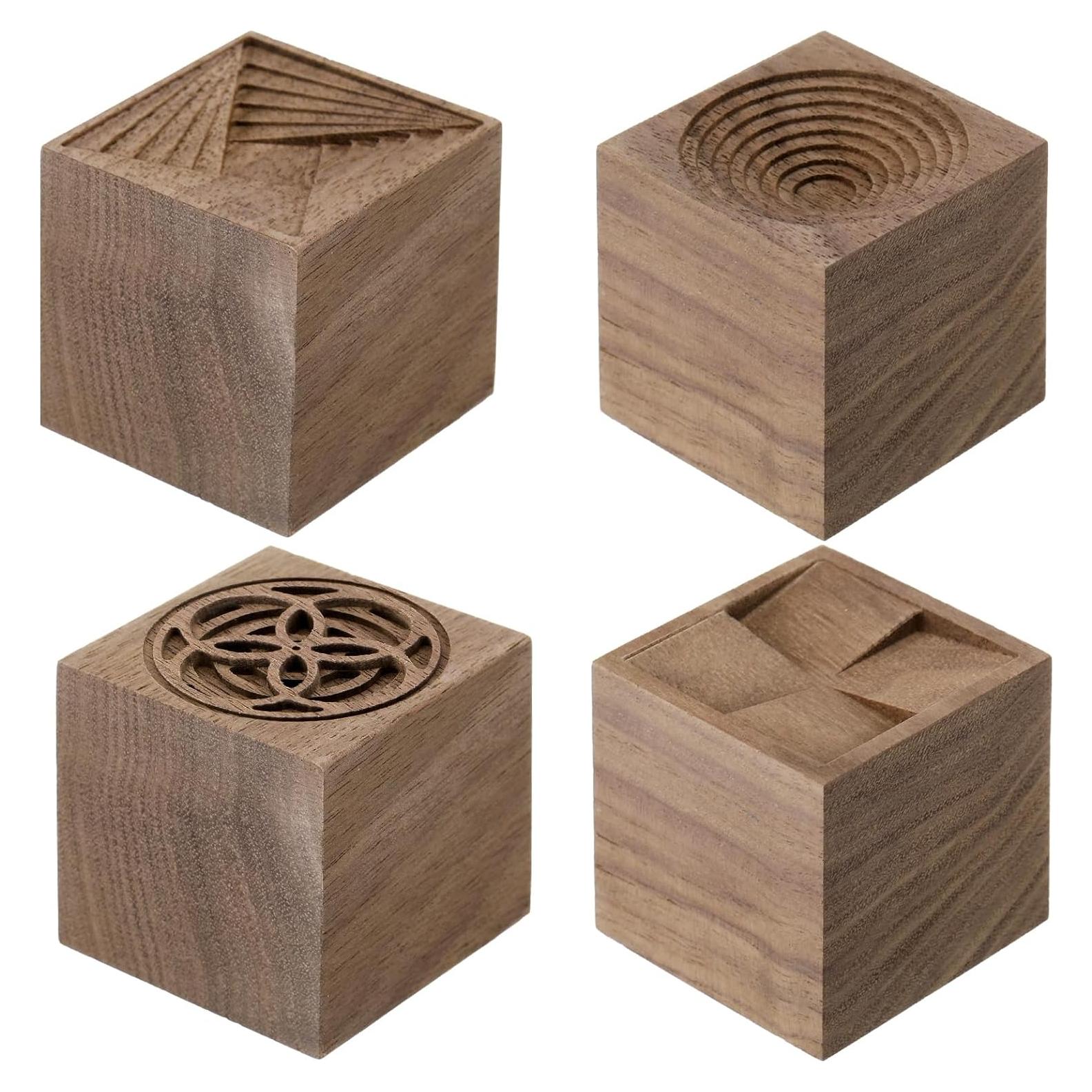 Difusor de Aceite Esencial de Madera Leinuosen 4 Pcs 4x4 cm