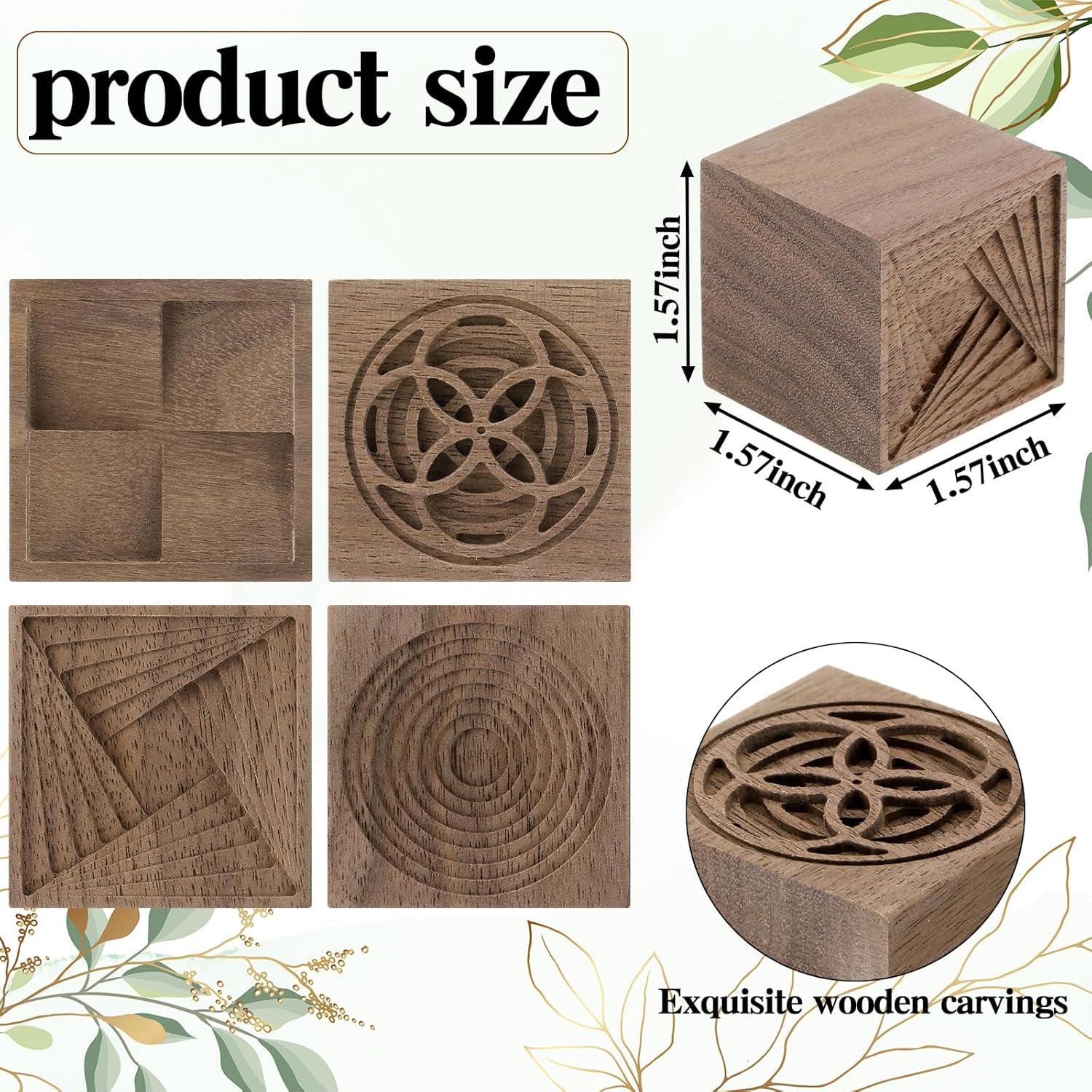 Difusor de Aceite Esencial de Madera Leinuosen 4 Pcs 4x4 cm