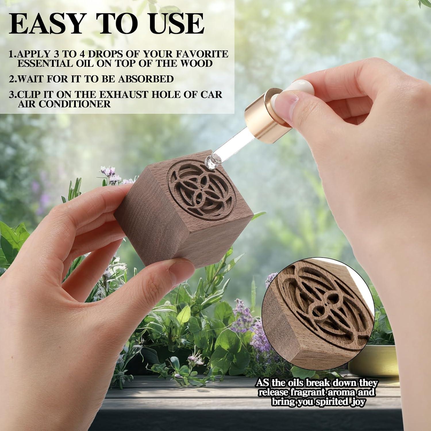 Difusor de Aceite Esencial de Madera Leinuosen 4 Pcs 4x4 cm