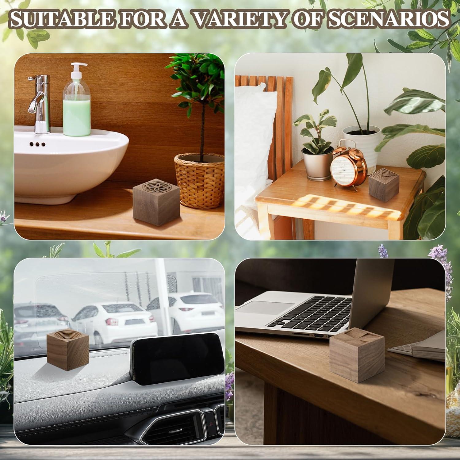 Difusor de Aceite Esencial de Madera Leinuosen 4 Pcs 4x4 cm