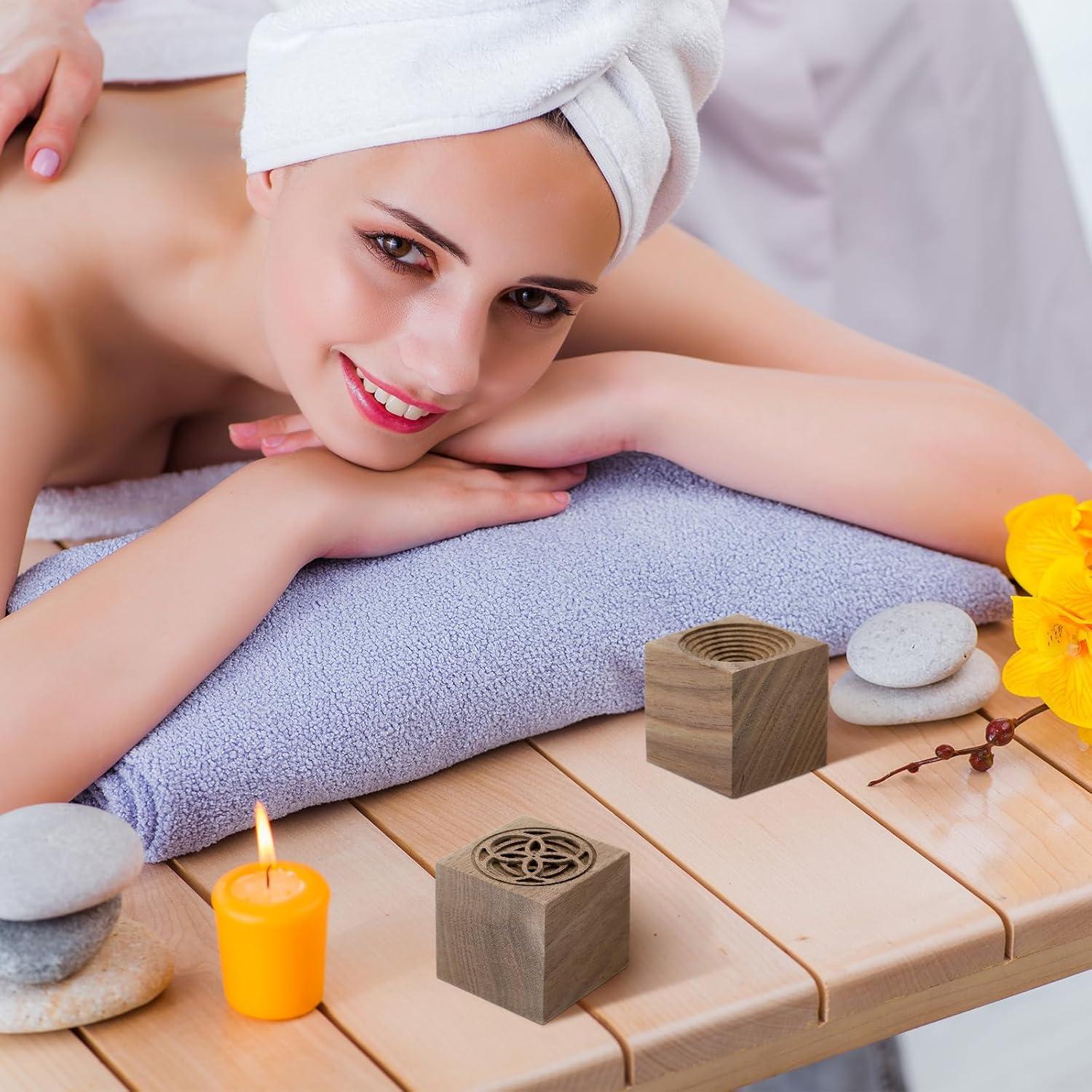 Difusor de Aceite Esencial de Madera Leinuosen 4 Pcs 4x4 cm