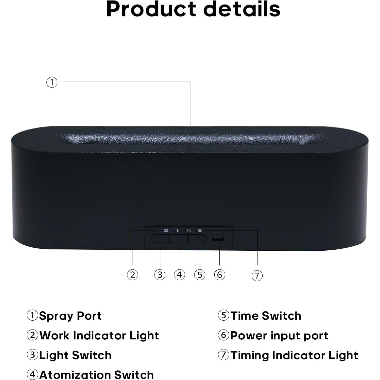 Difusor de Aceite Esencial Rican Negro 150ml con Luz LED