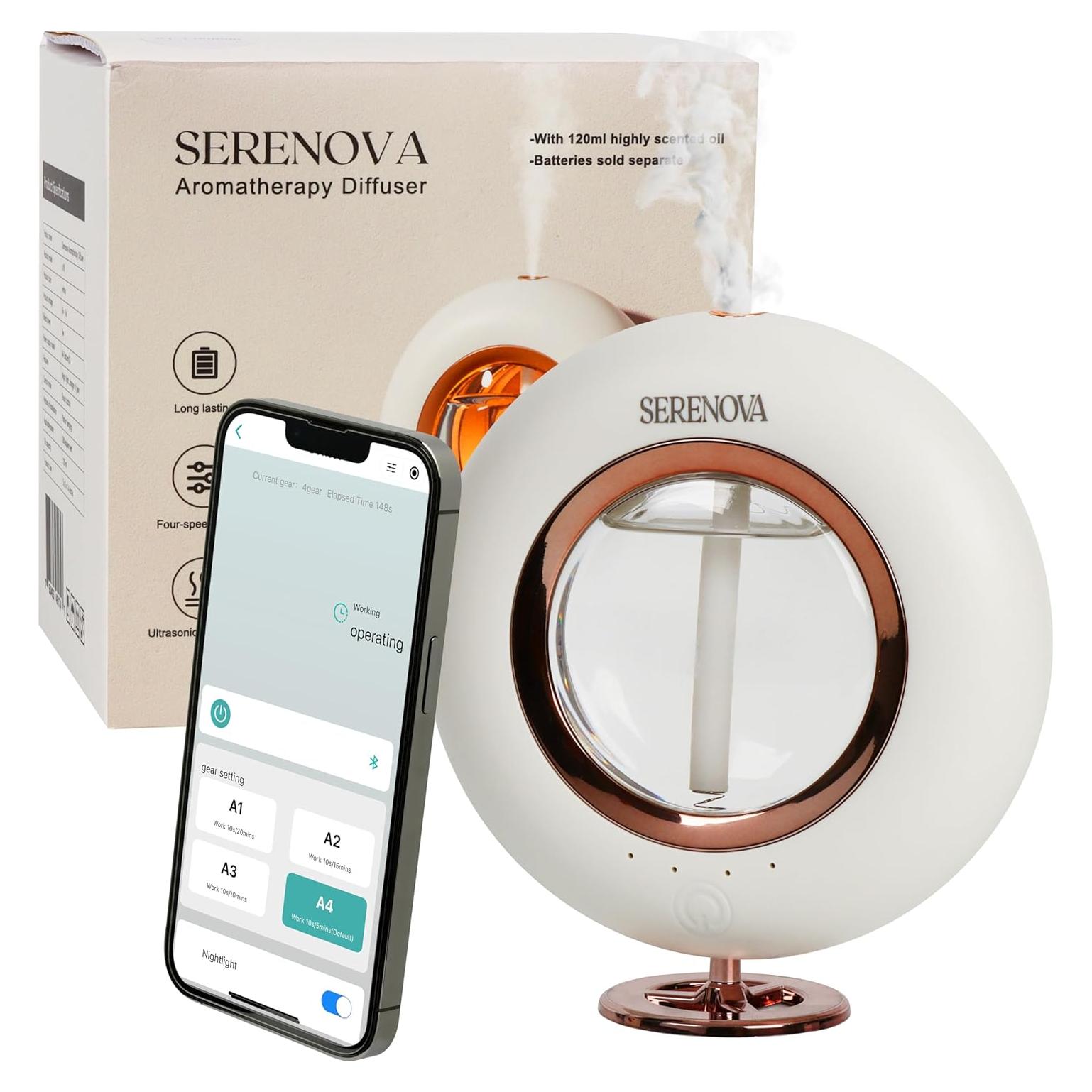 Difusor de Aromaterapia Serenova - Inalámbrico 120ml, Blanco