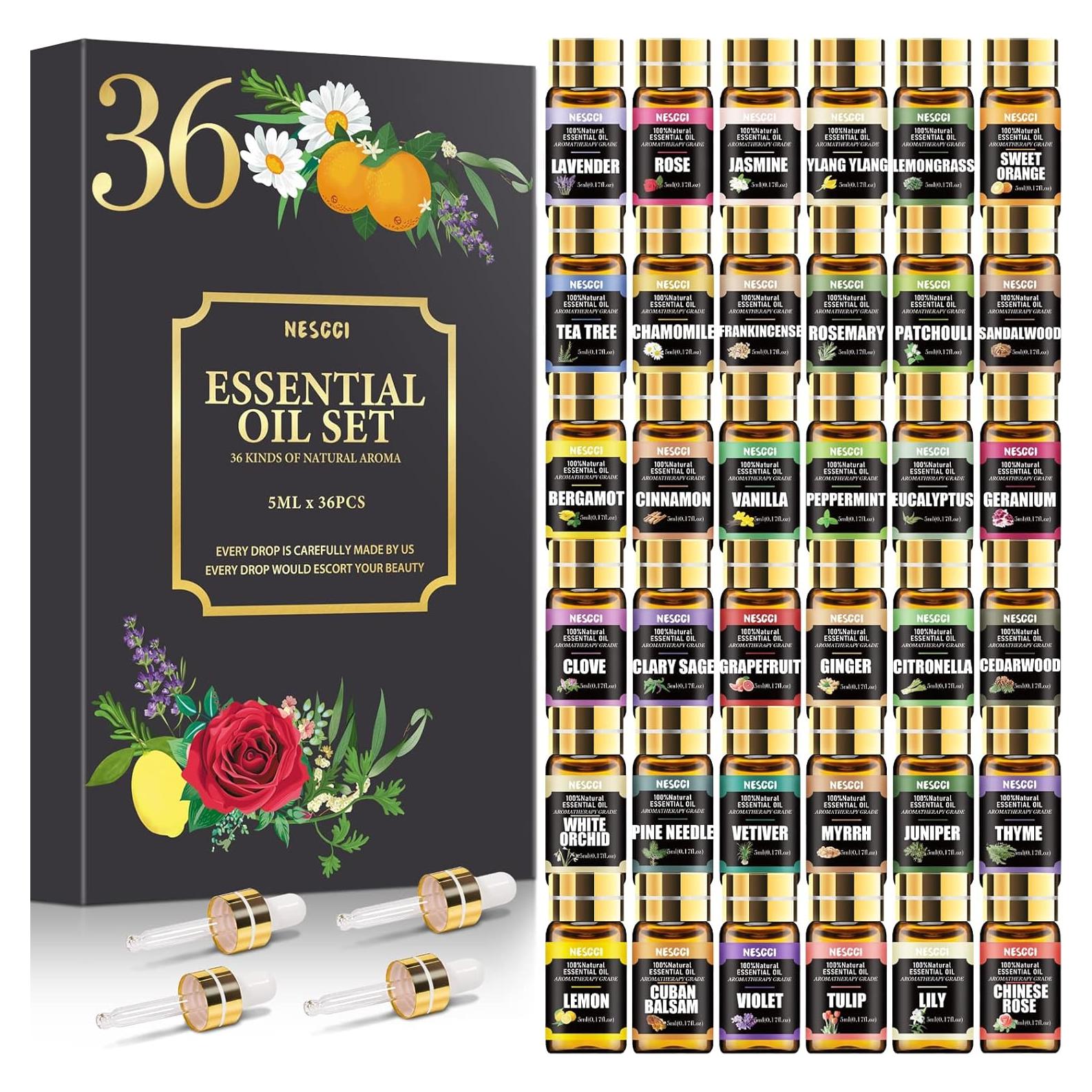 Juego de 36 Aceites Esenciales NESCCI 5ml - Regalo Aromático