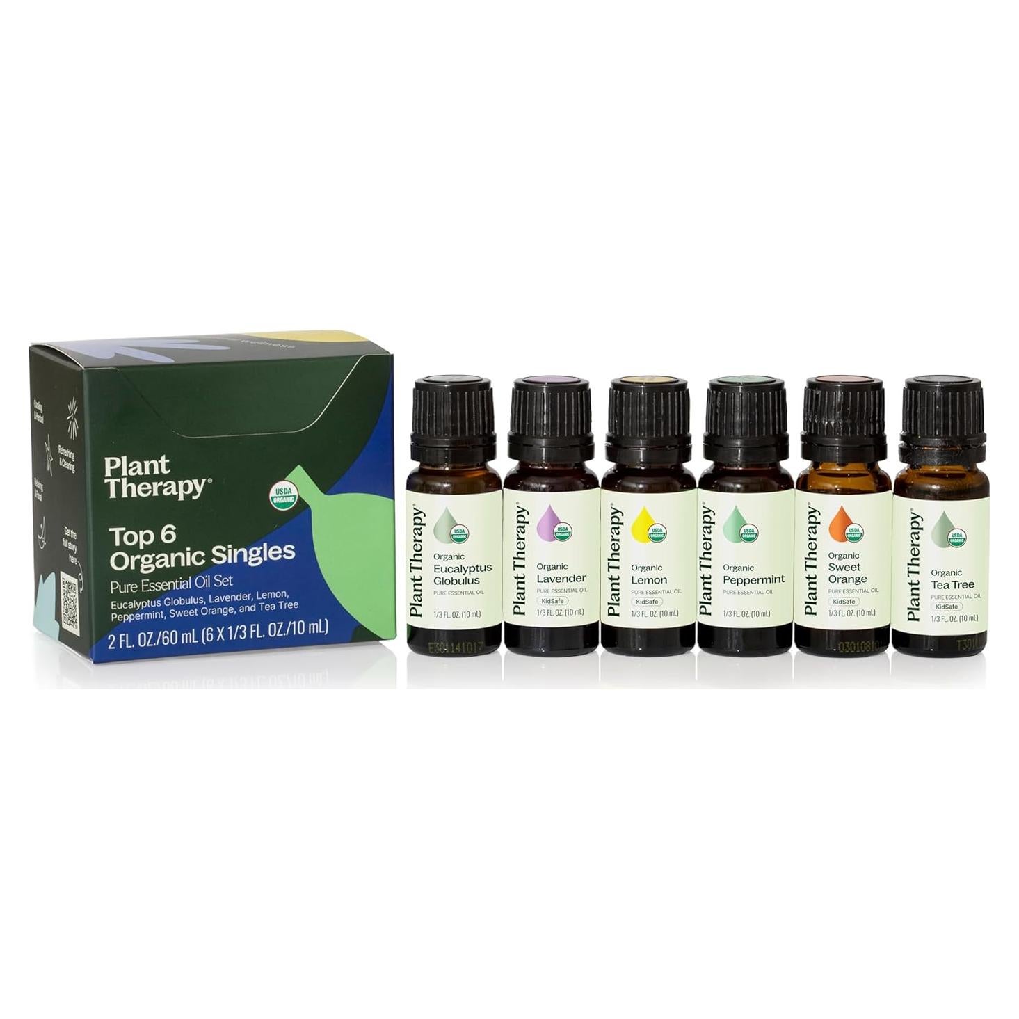 Juego de 6 Aceites Esenciales Orgánicos Plant Therapy 10 mL