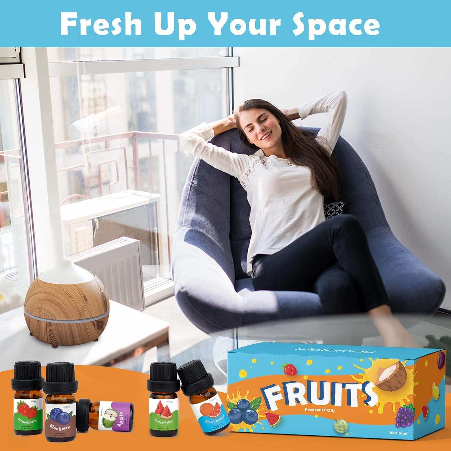 Set de Aceites de Fragancia Afrutada Holamay 10 x 5ml - Coco, Fresa, Mango, Piña