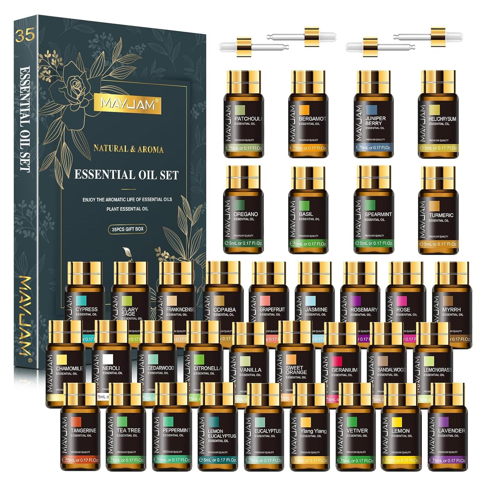 Set de Aceites Esenciales Puros MAYJAM 35x5ML para Aromaterapia