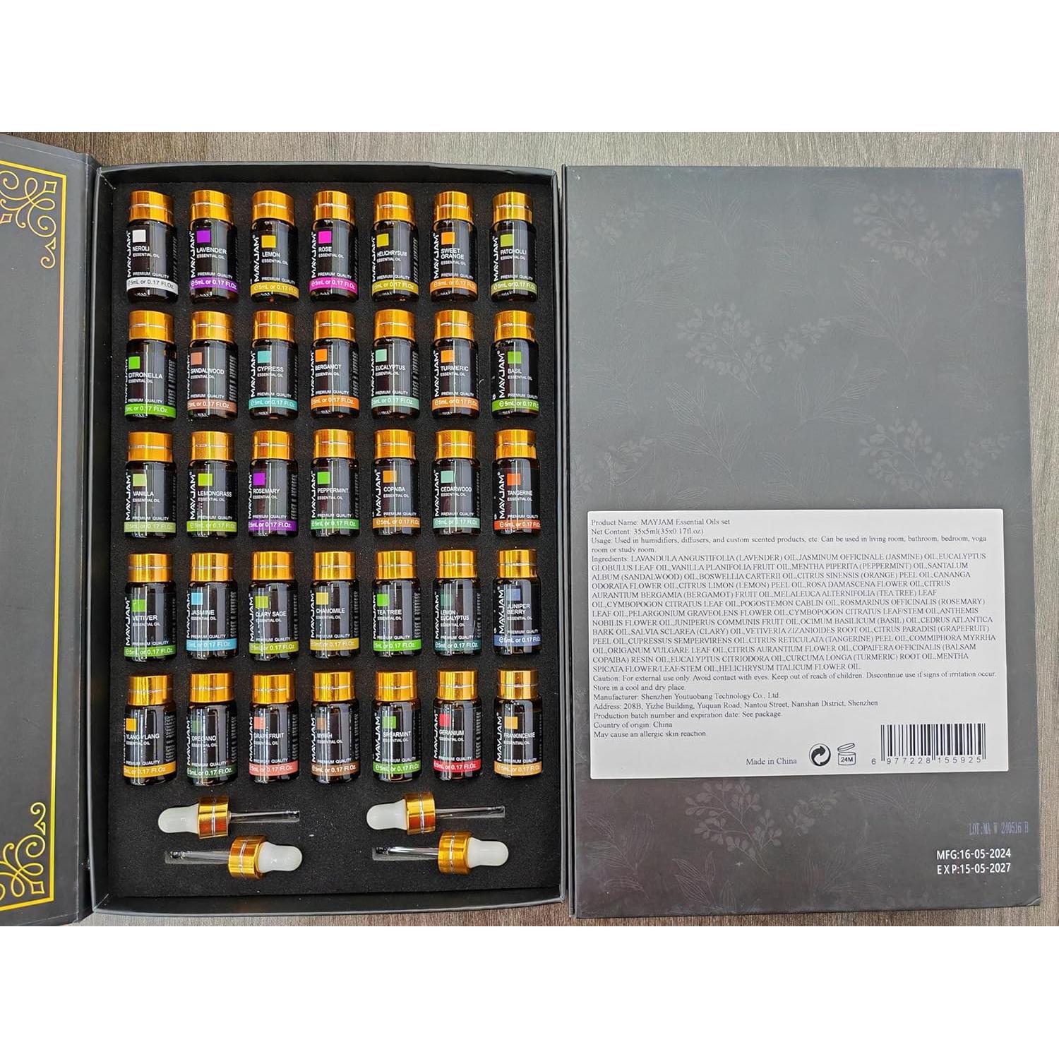 Set de Aceites Esenciales Puros MAYJAM 35x5ML para Aromaterapia