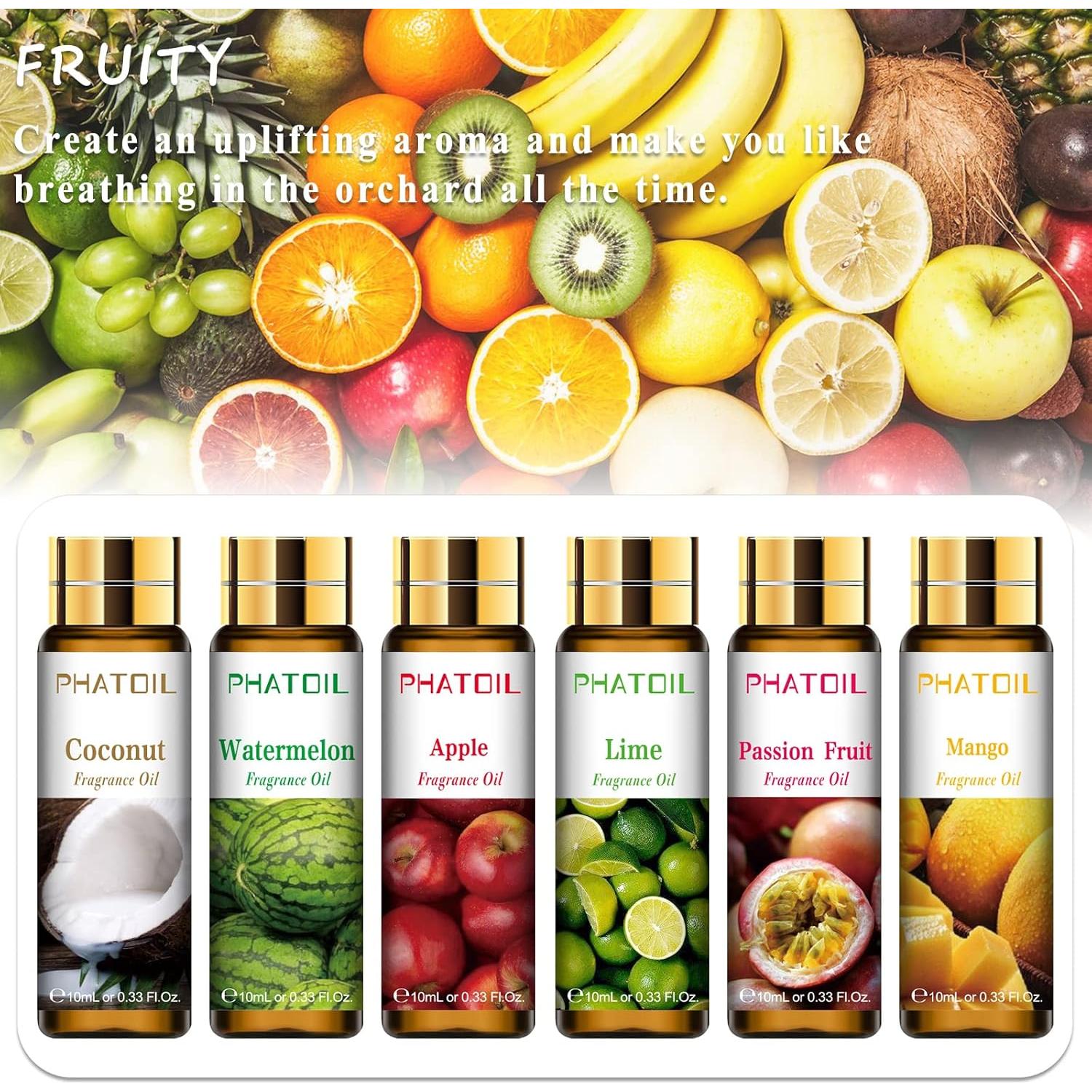 Set de 9 Aceites Esenciales Frutales PHATOIL 10ml para Aromaterapia