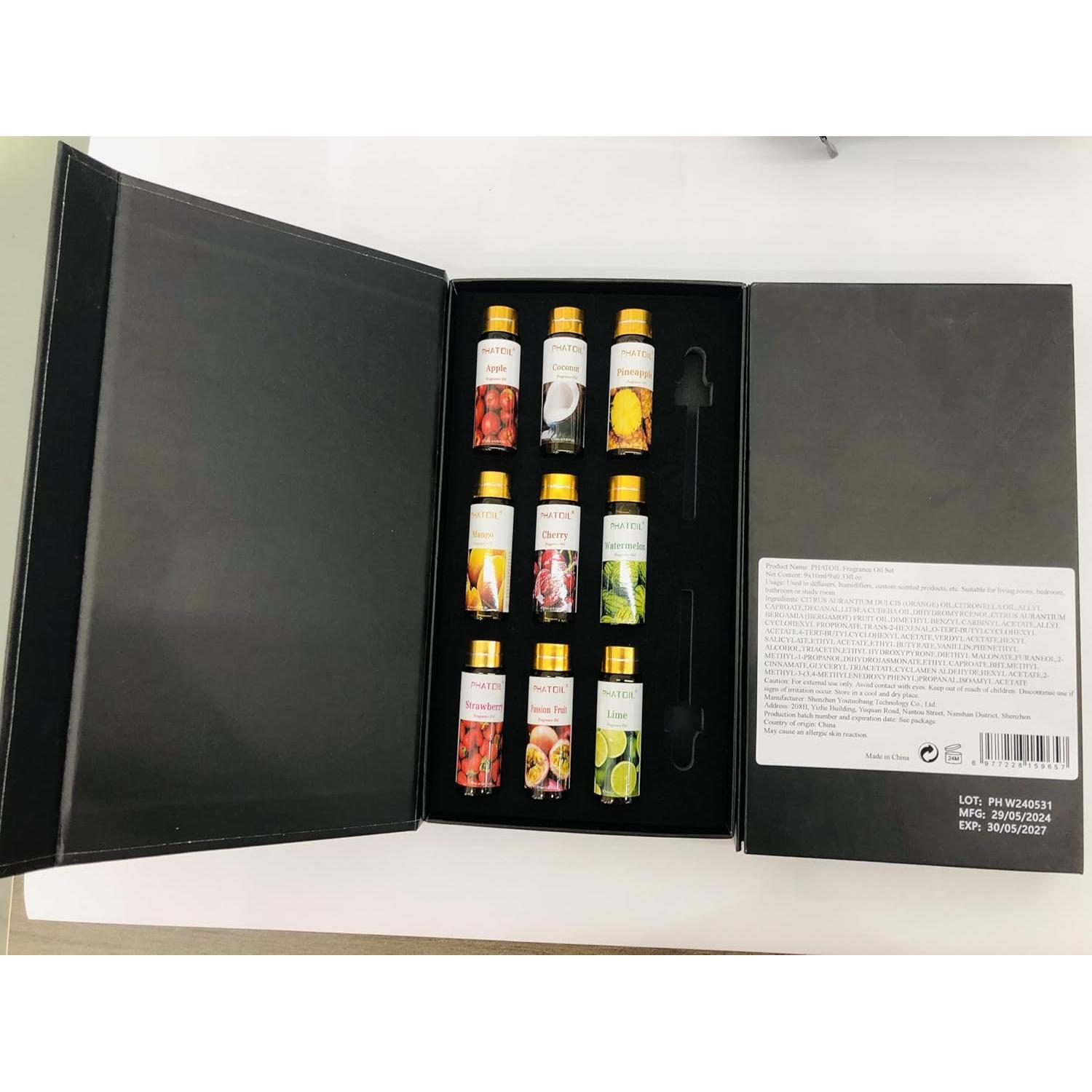 Set de 9 Aceites Esenciales Frutales PHATOIL 10ml para Aromaterapia