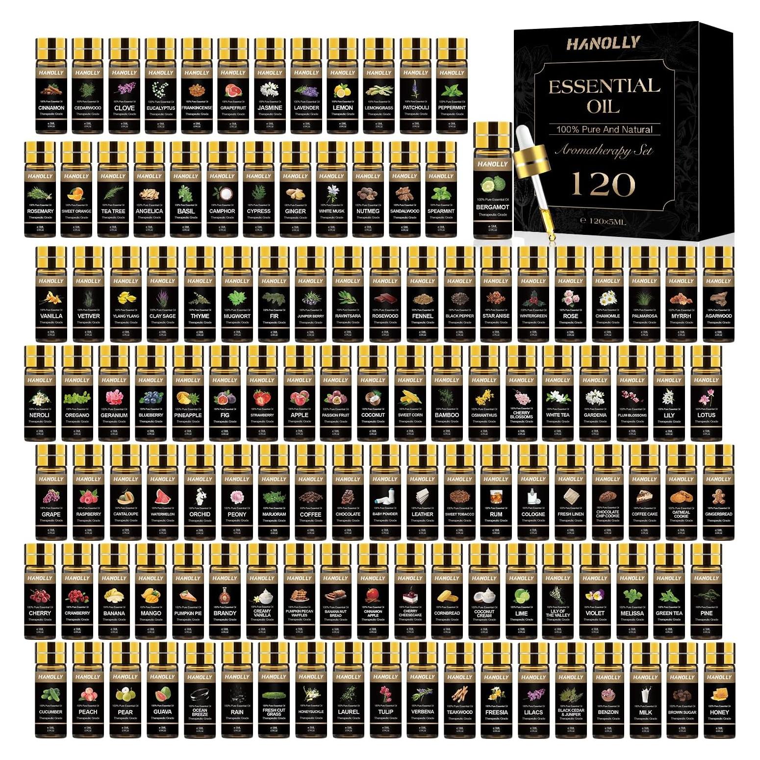 Juego de 120 Aceites Esenciales 5ml Hanolly para Aromaterapia
