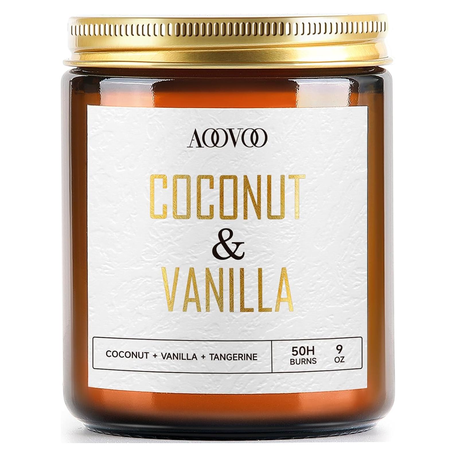 Vela Aromática de Coco y Vainilla AOOVOO 255 g - Cera de Soja