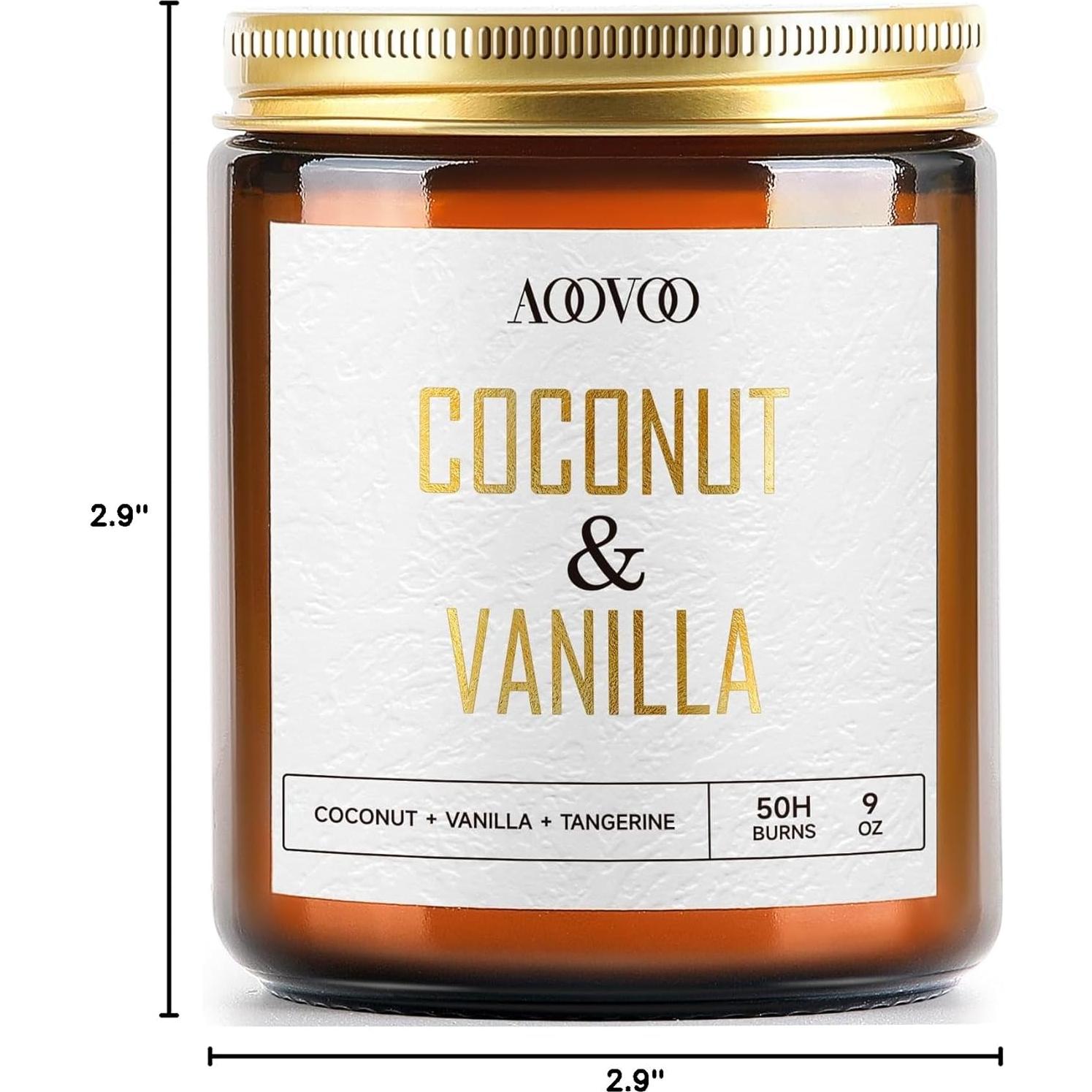 Vela Aromática de Coco y Vainilla AOOVOO 255 g - Cera de Soja