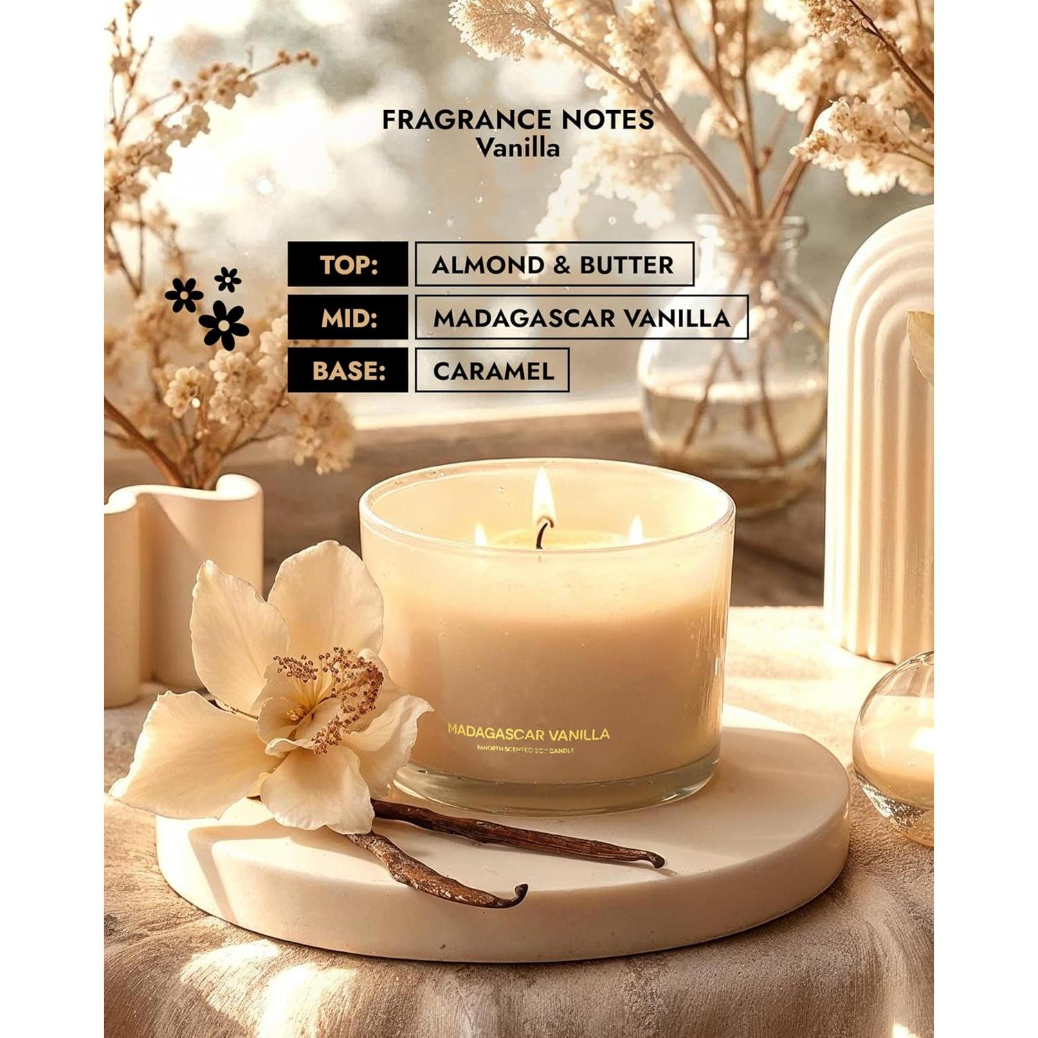 Vela Aromática de Soja 96NORTH Vainilla 340g 3 Mechas