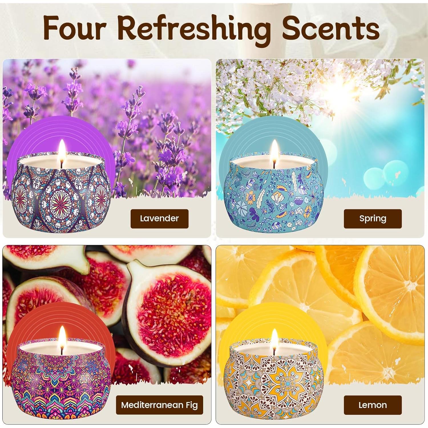 Juego de 4 Velas Aromáticas TranquilBliss de Cera de Soja 499g