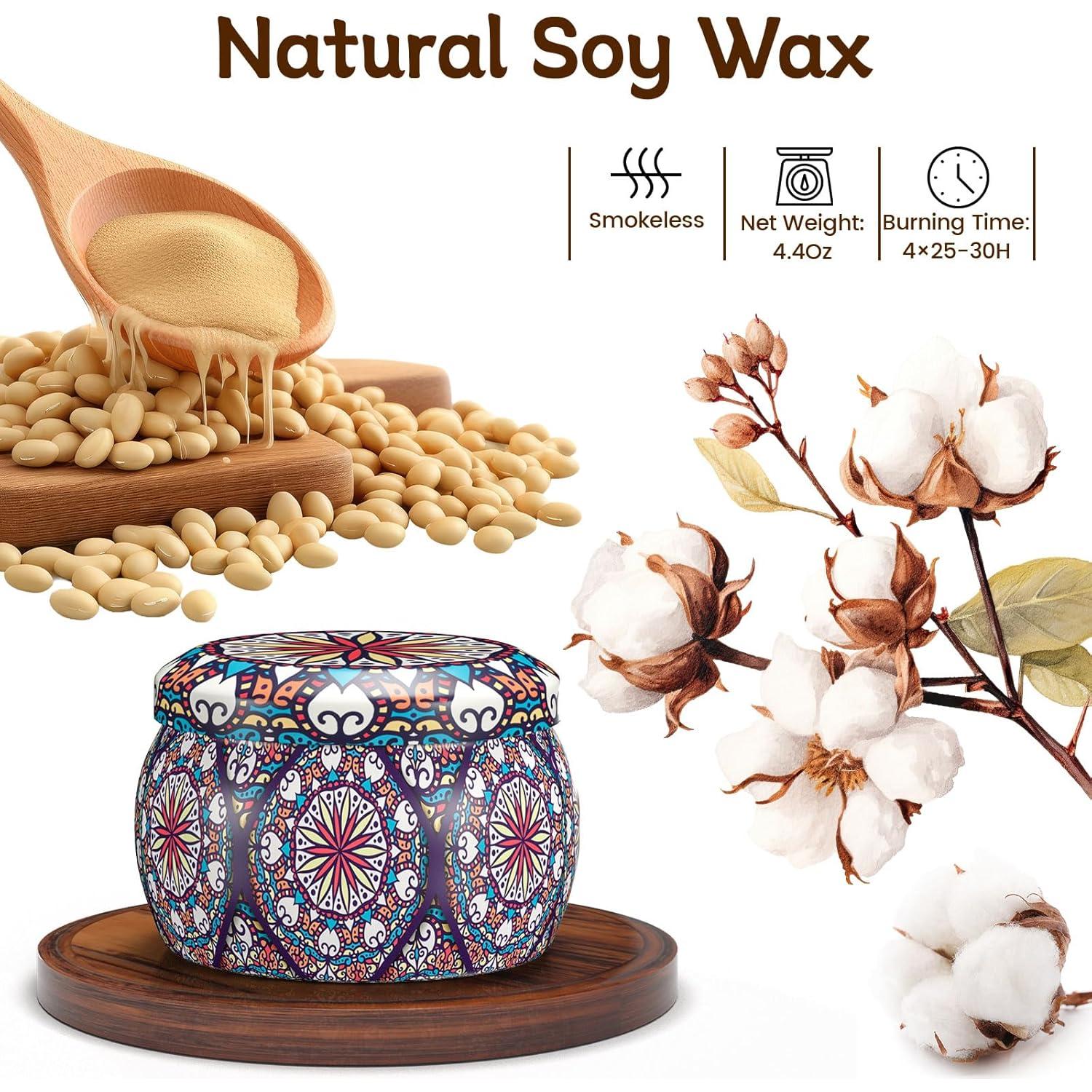 Juego de 4 Velas Aromáticas TranquilBliss de Cera de Soja 499g