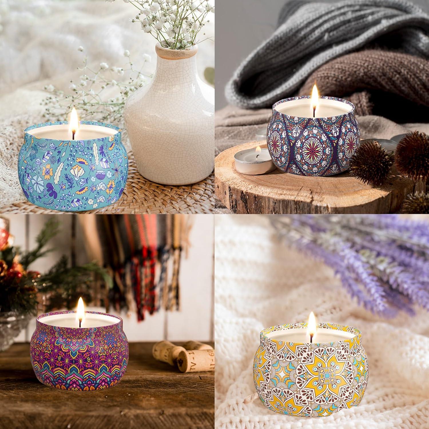 Juego de 4 Velas Aromáticas TranquilBliss de Cera de Soja 499g