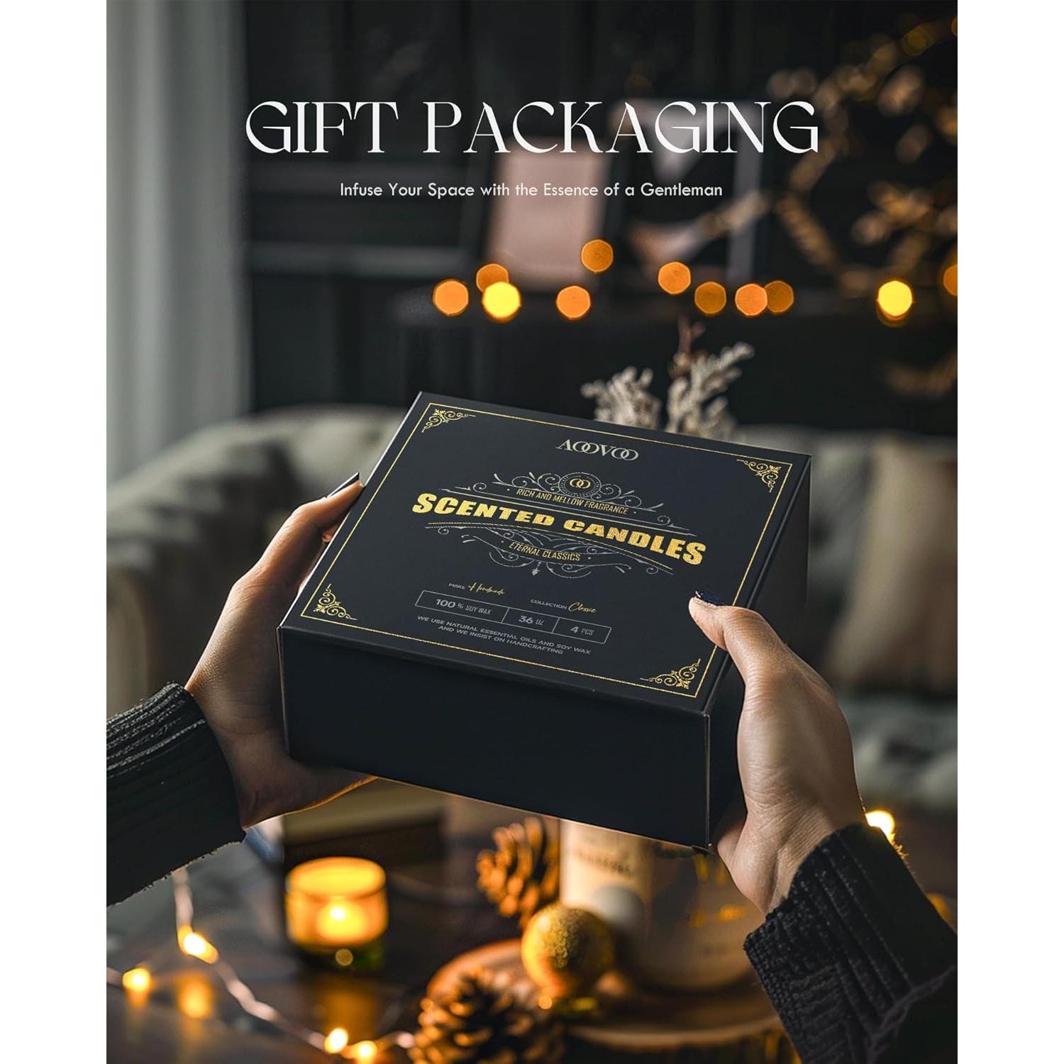 Set de Velas Aromáticas AOOVOO para Hombres - 4 Fragancias 1021g