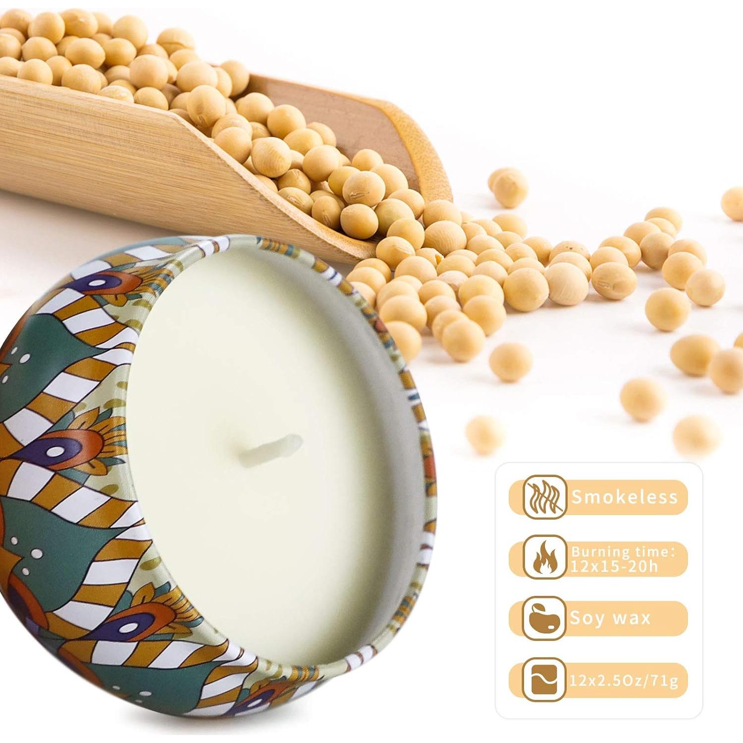 Juego de Velas Aromáticas LAJDL - 12 Fragancias de Soja