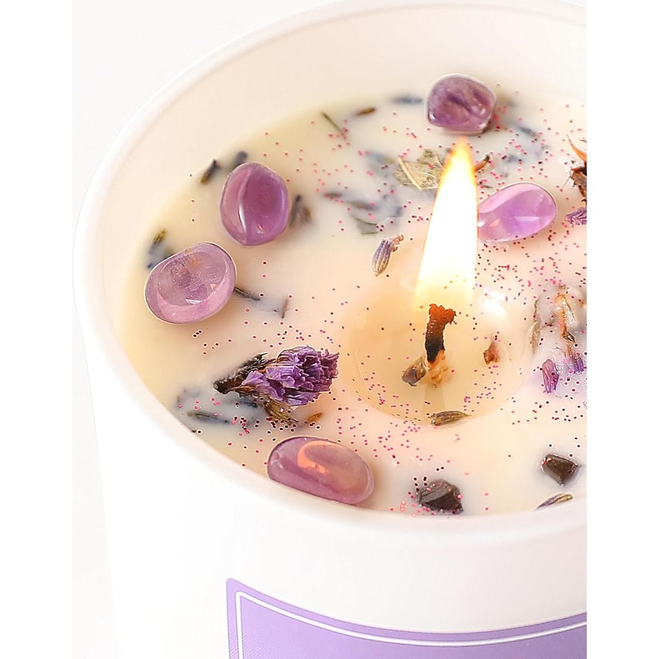 Vela Aromática de Lavanda AOOVOO 10oz con Cristales