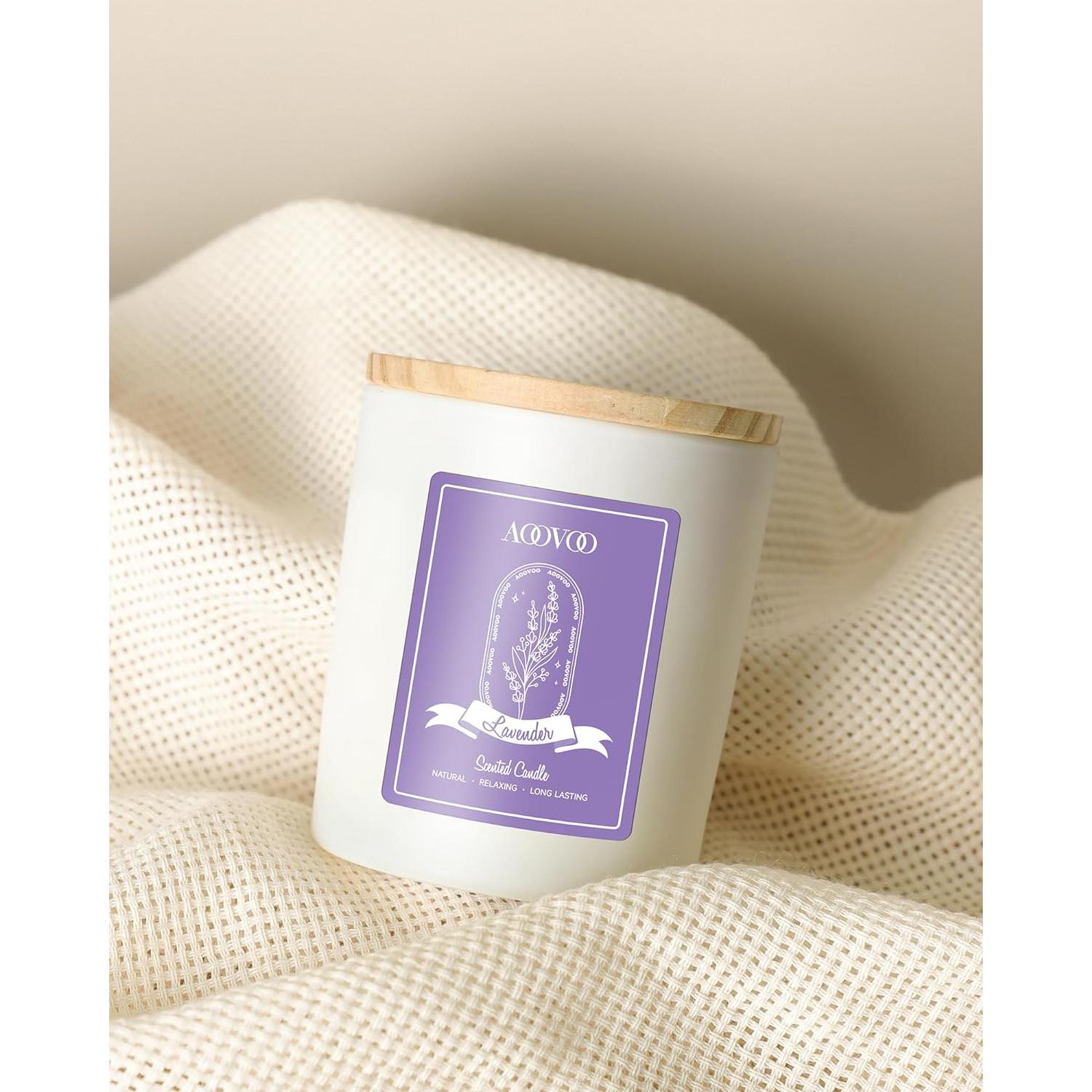 Vela Aromática de Lavanda AOOVOO 10oz con Cristales