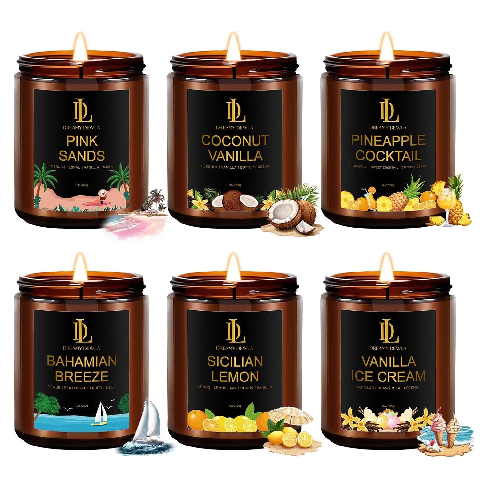 Juego de 6 Velas Aromáticas de Soja DL DREAMY DEWLA 1190g